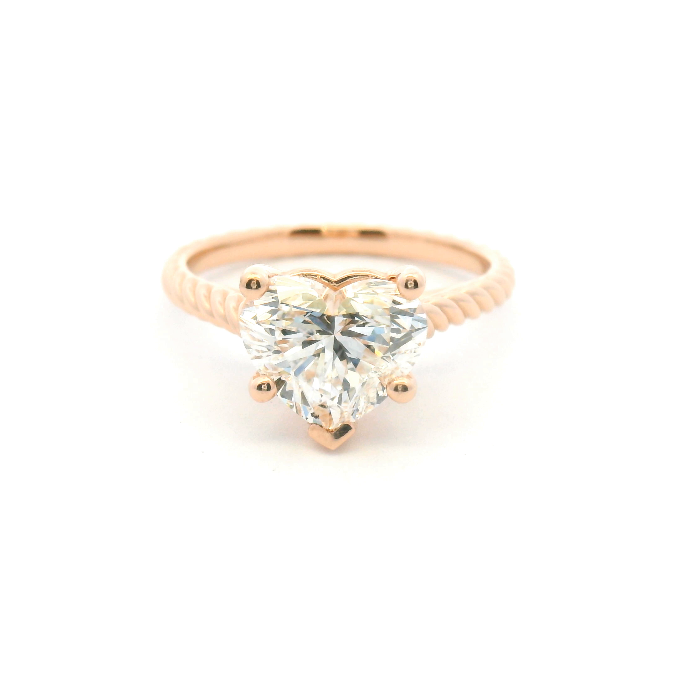 Rope Texture Heart Shaped Diamond Engagement Ring
