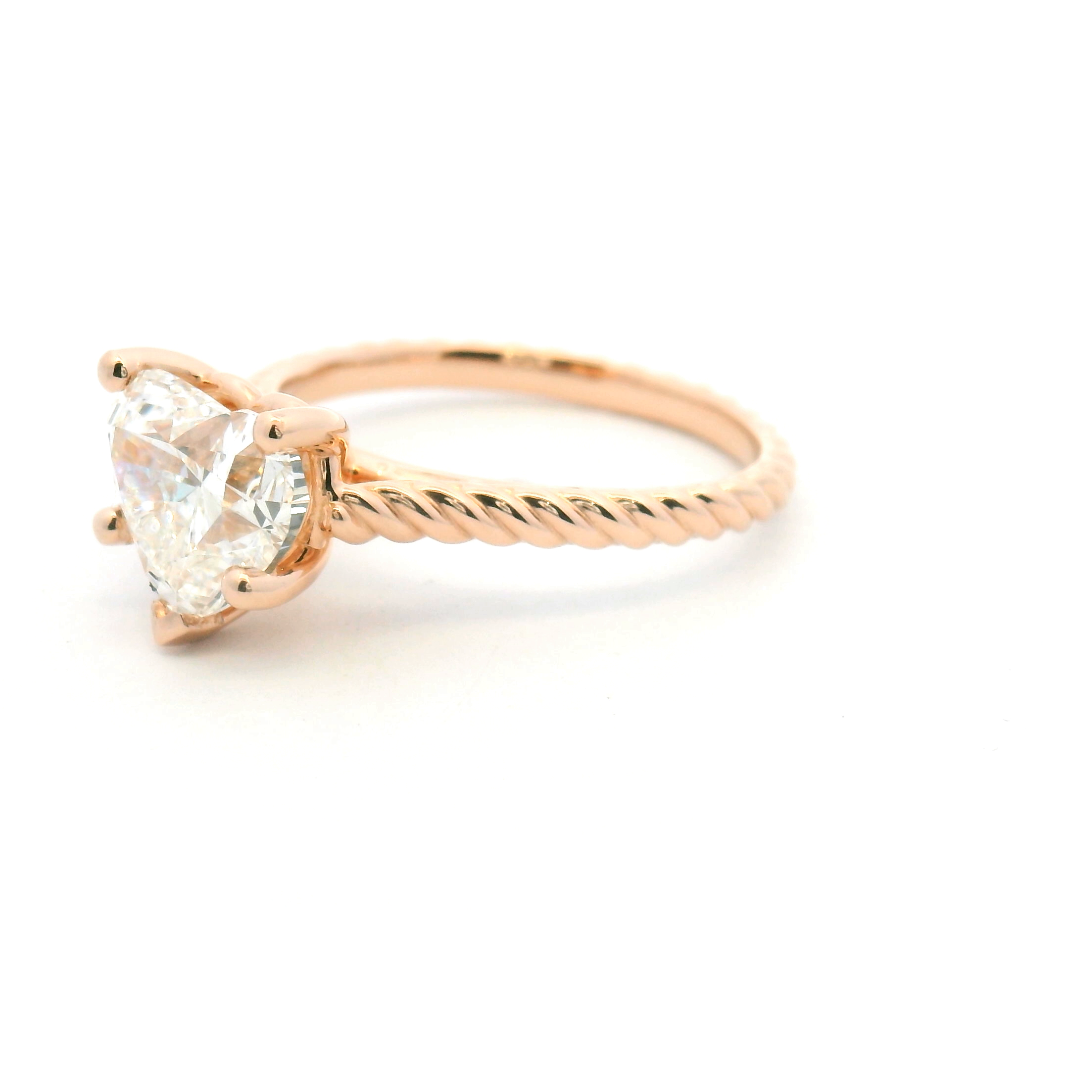 Rope Texture Heart Shaped Diamond Engagement Ring