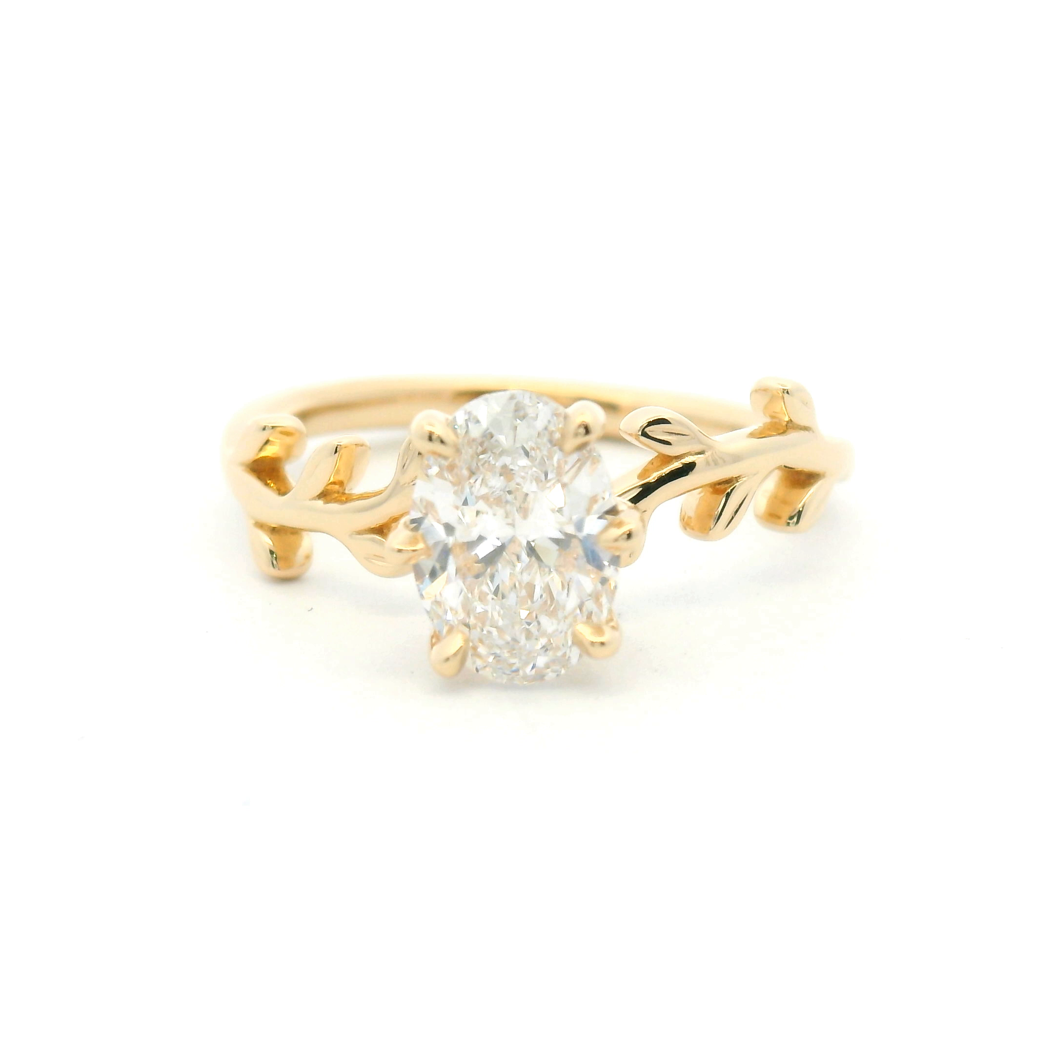 Floral Inspired Oval Diamond Engagement Ring