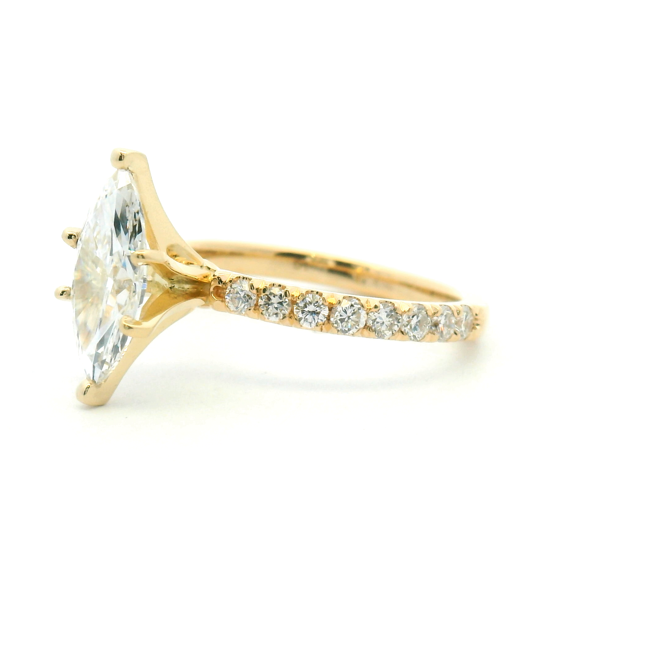 Accented Marquise Cut Diamond Engagement Ring
