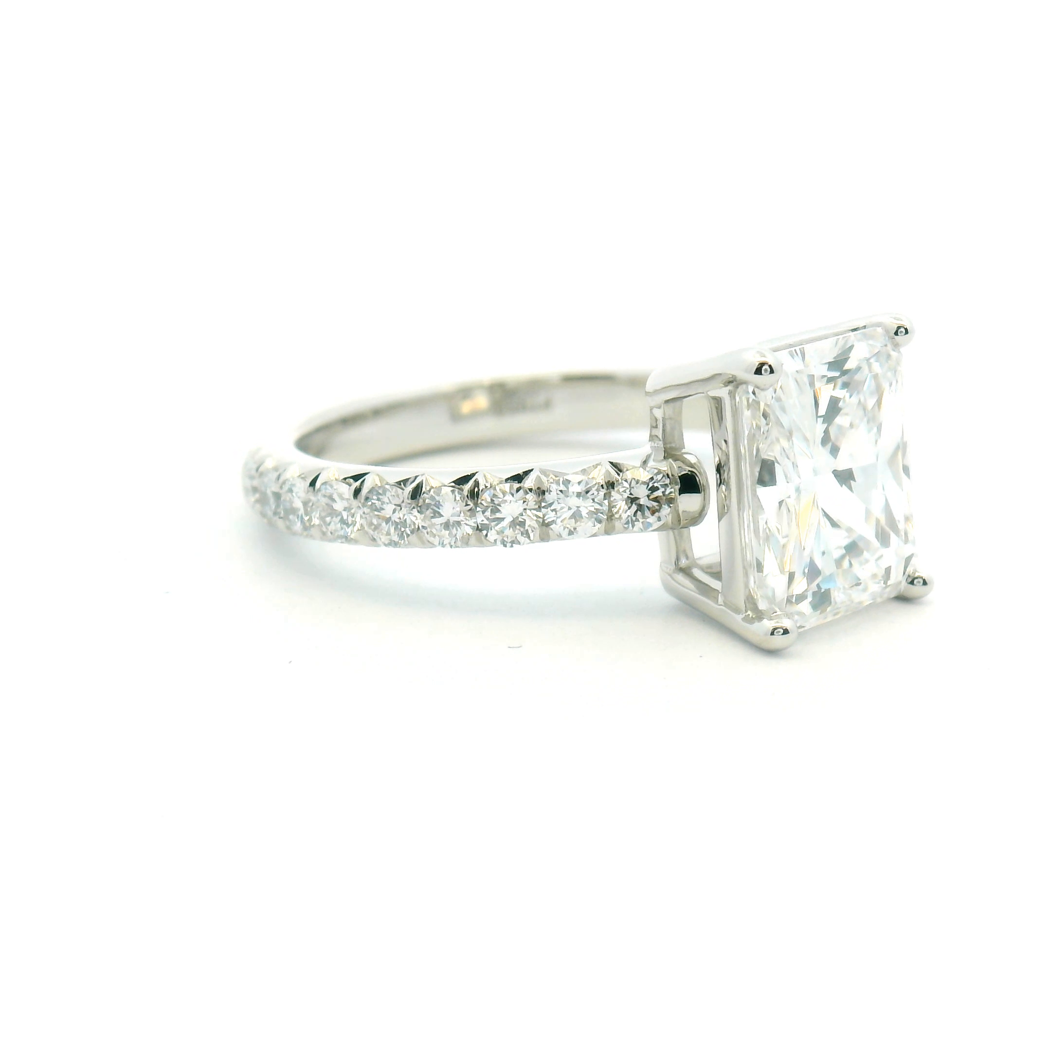 Accented Radiant Cut Diamond Engagement Ring