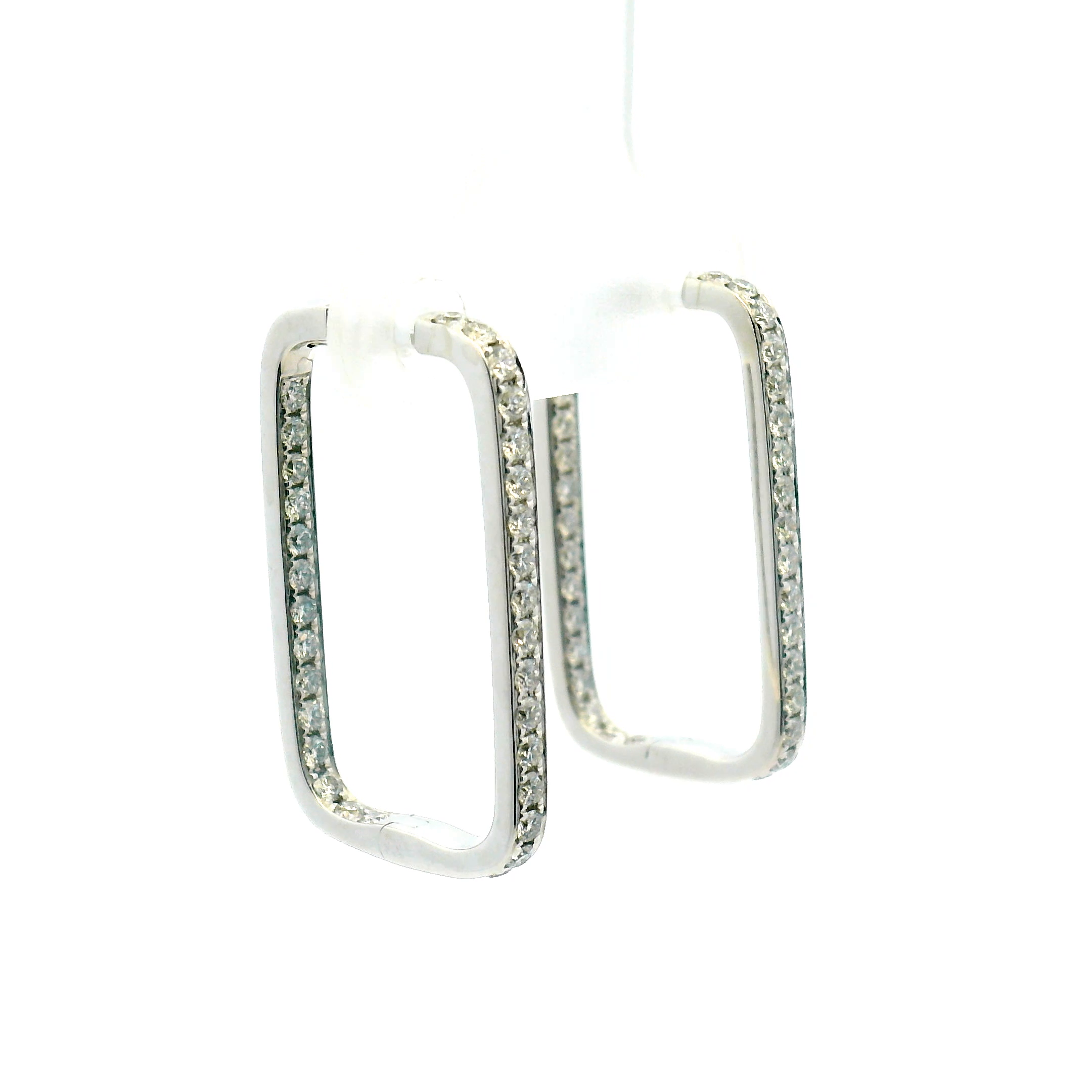 Square Inside-Out Diamond Hoop Earrings