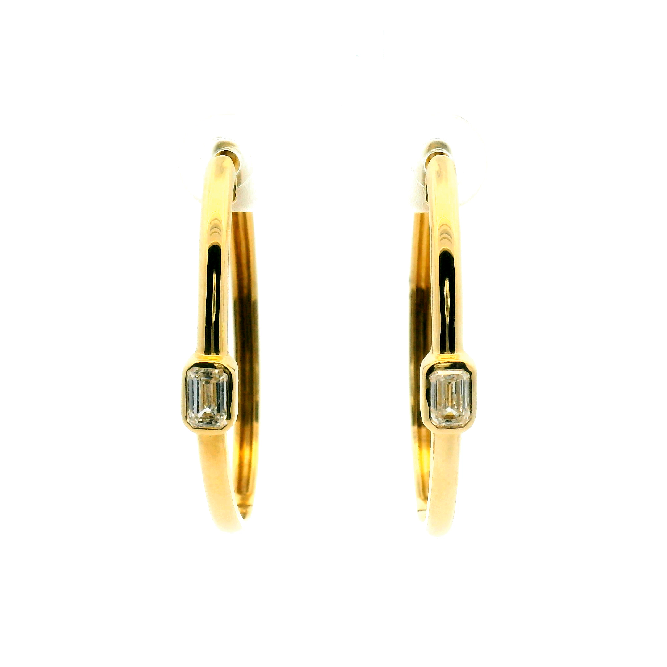 Bezel Set Diamond Hoop Earrings
