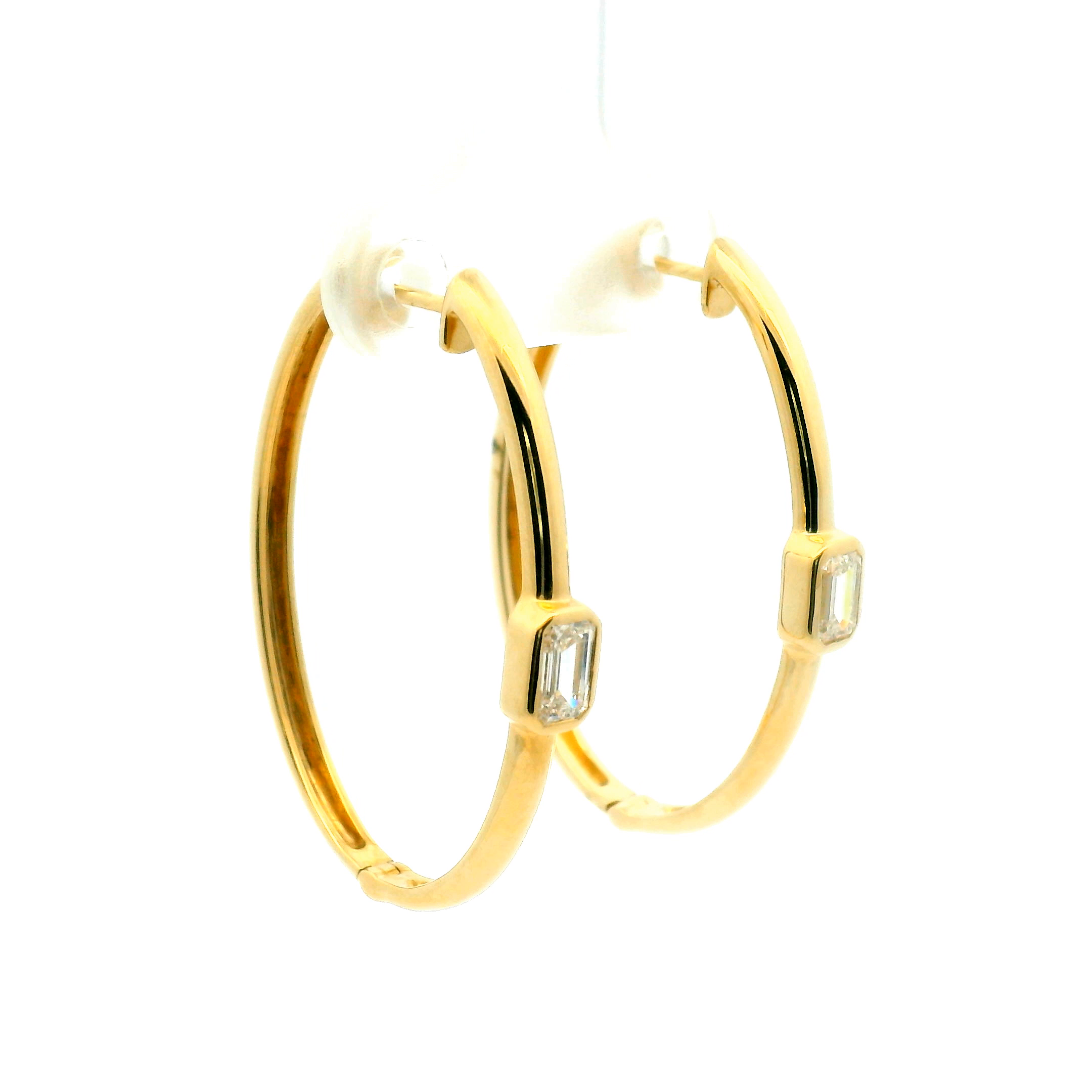 Bezel Set Diamond Hoop Earrings