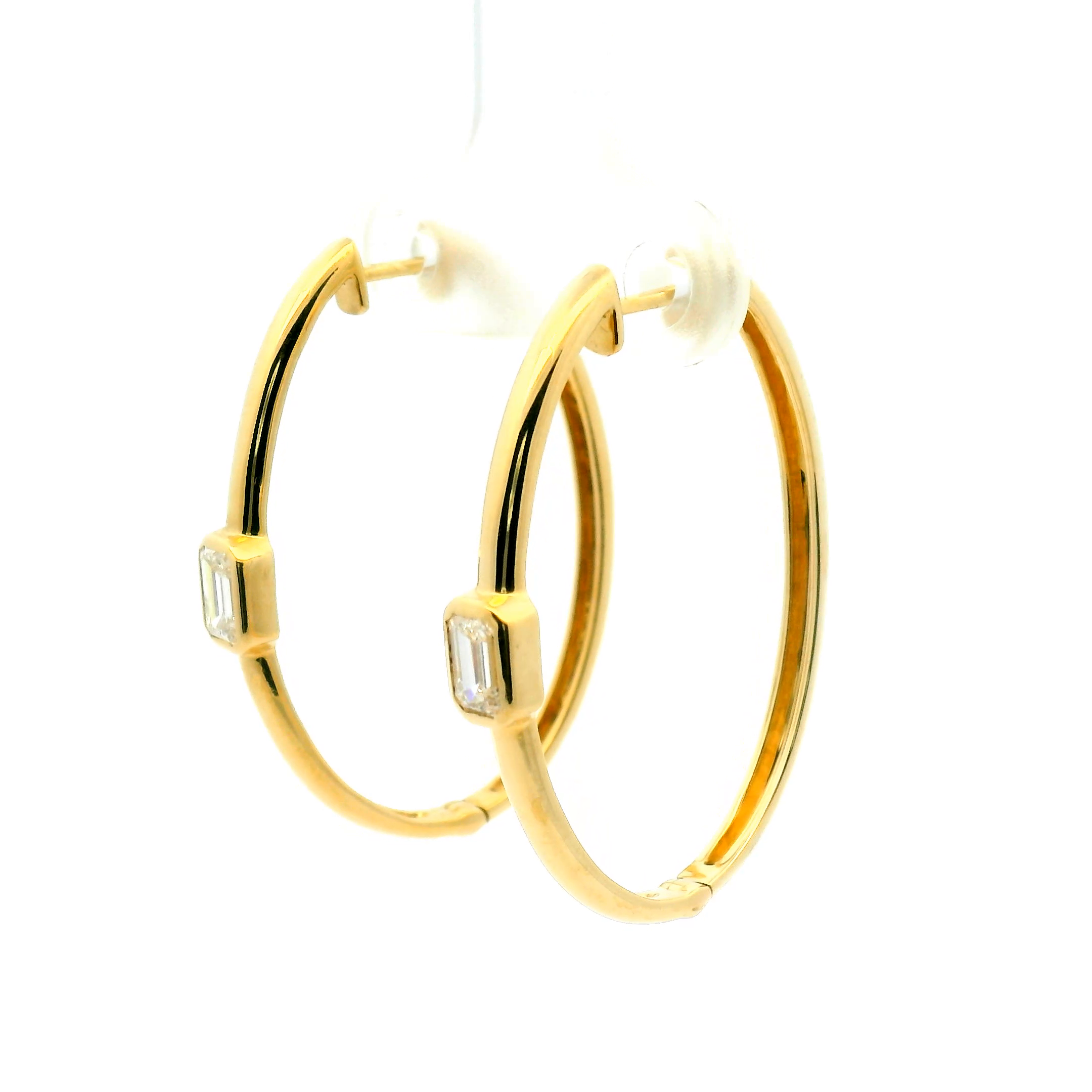 Bezel Set Diamond Hoop Earrings