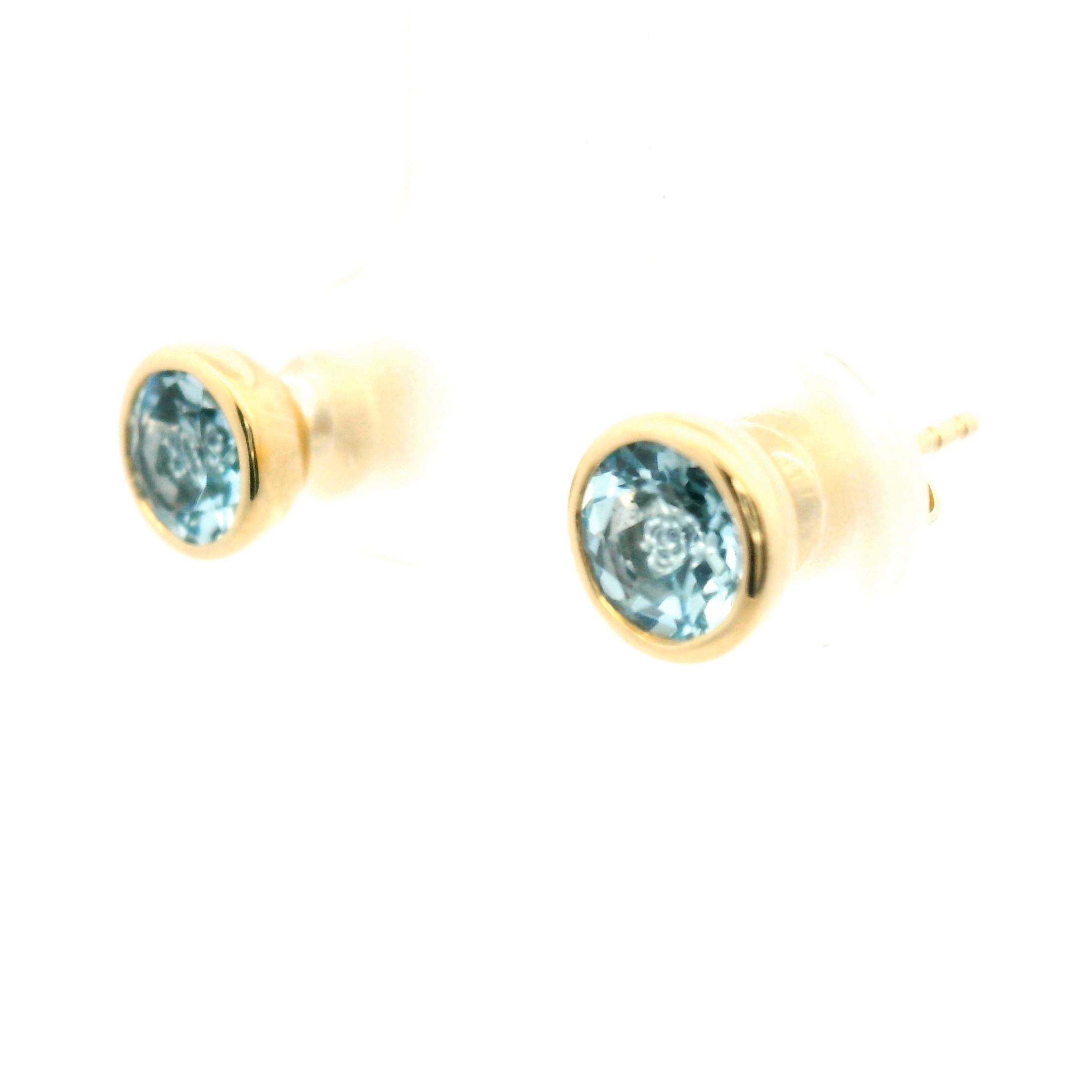 Blue Topaz Bezel Stud Earrings