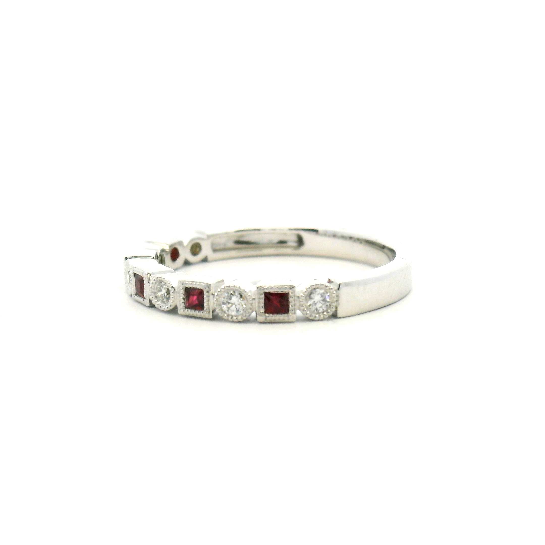 Ruby and Diamond Alternating Stackable Band