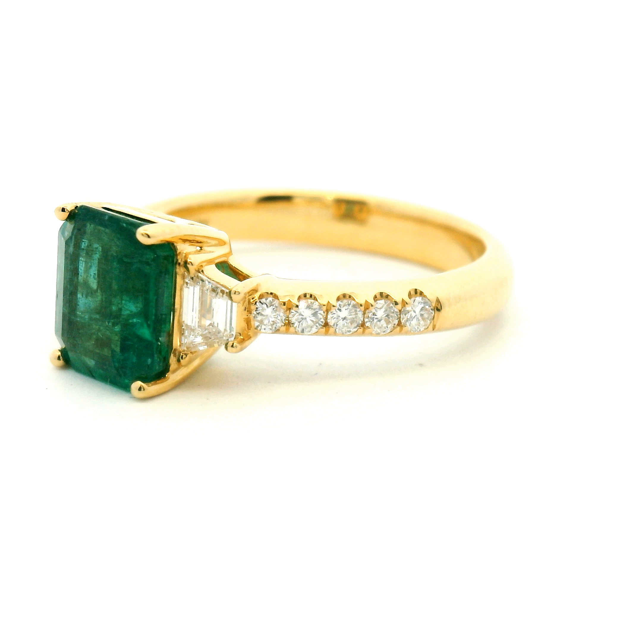 Emerald Three Stone Diamond Accent Ring