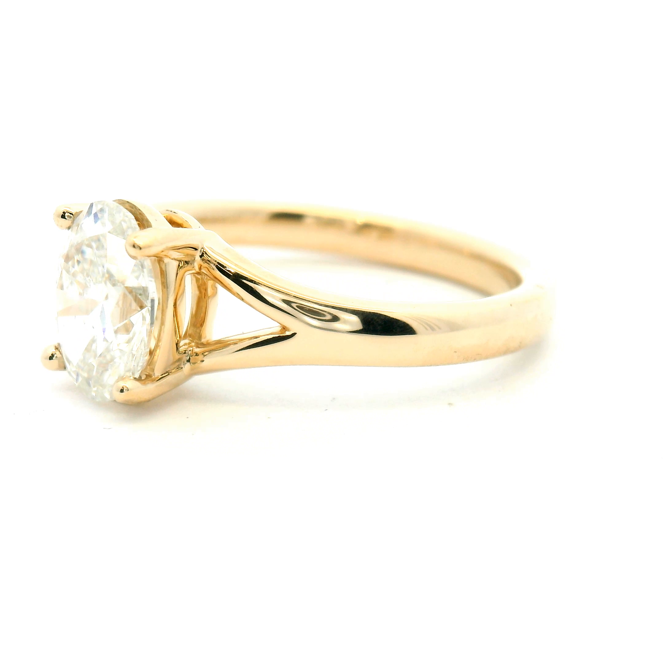 Oval Diamond Split Shank Engagement Ring