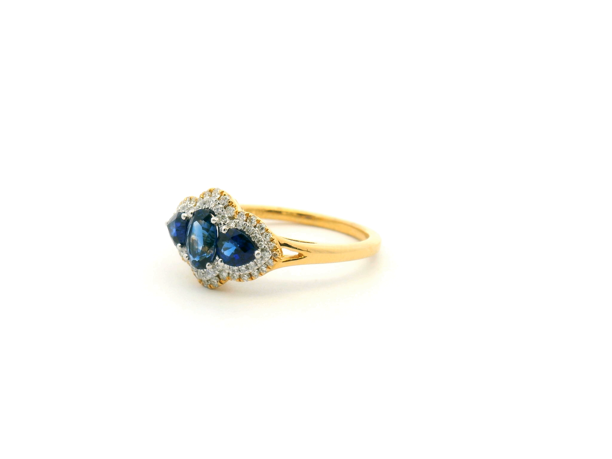 Blue Sapphire Halo Cocktail Ring