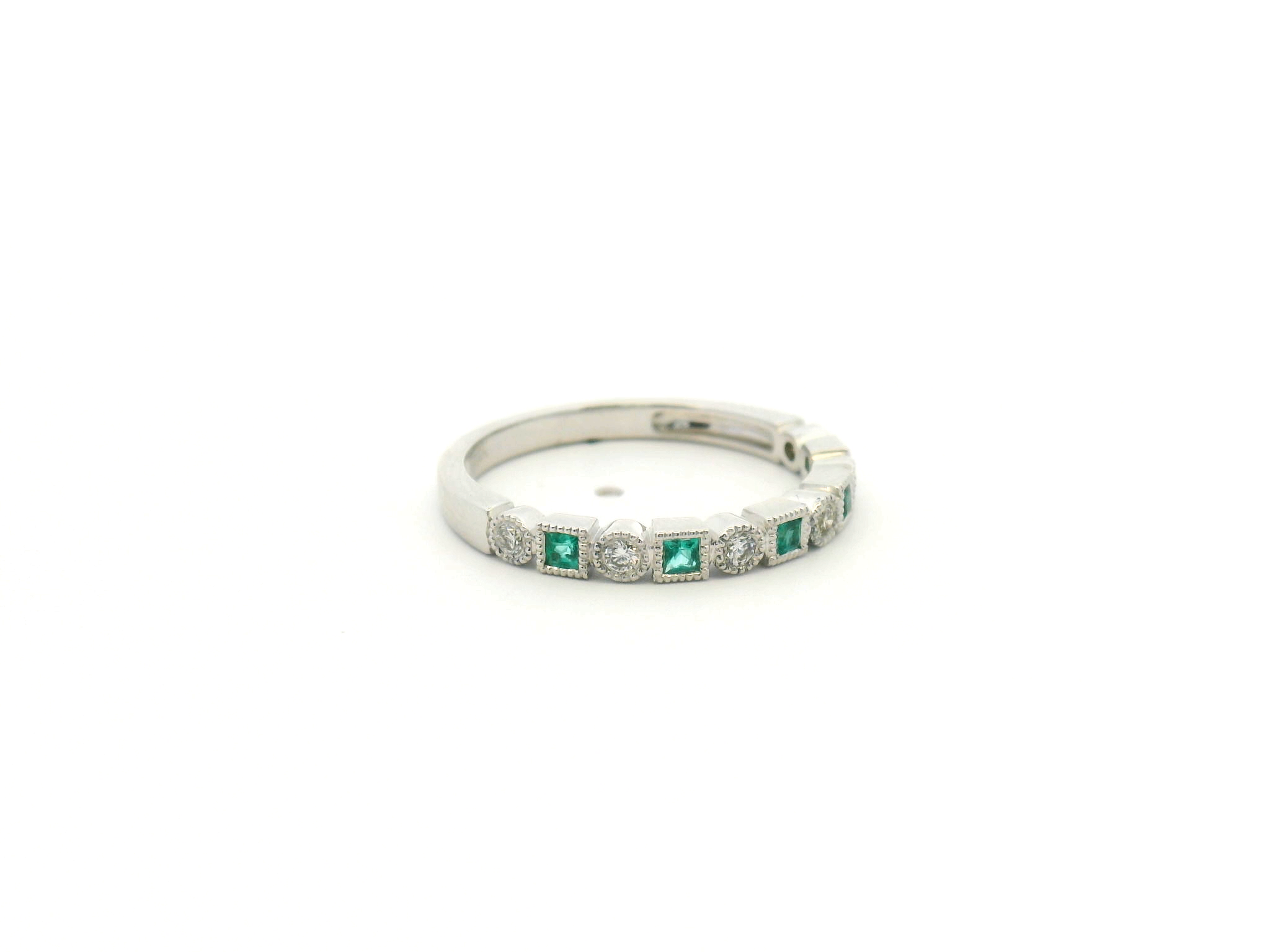 Emerald & Diamond Bezel Stackable Band