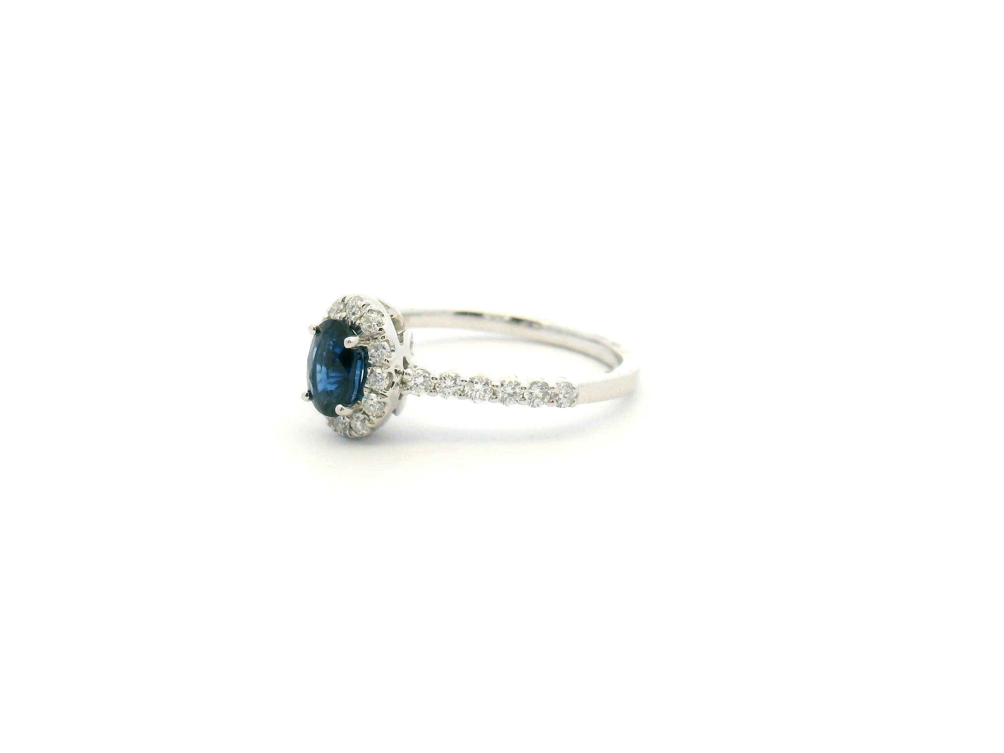 Blue Sapphire Halo Cocktail Ring