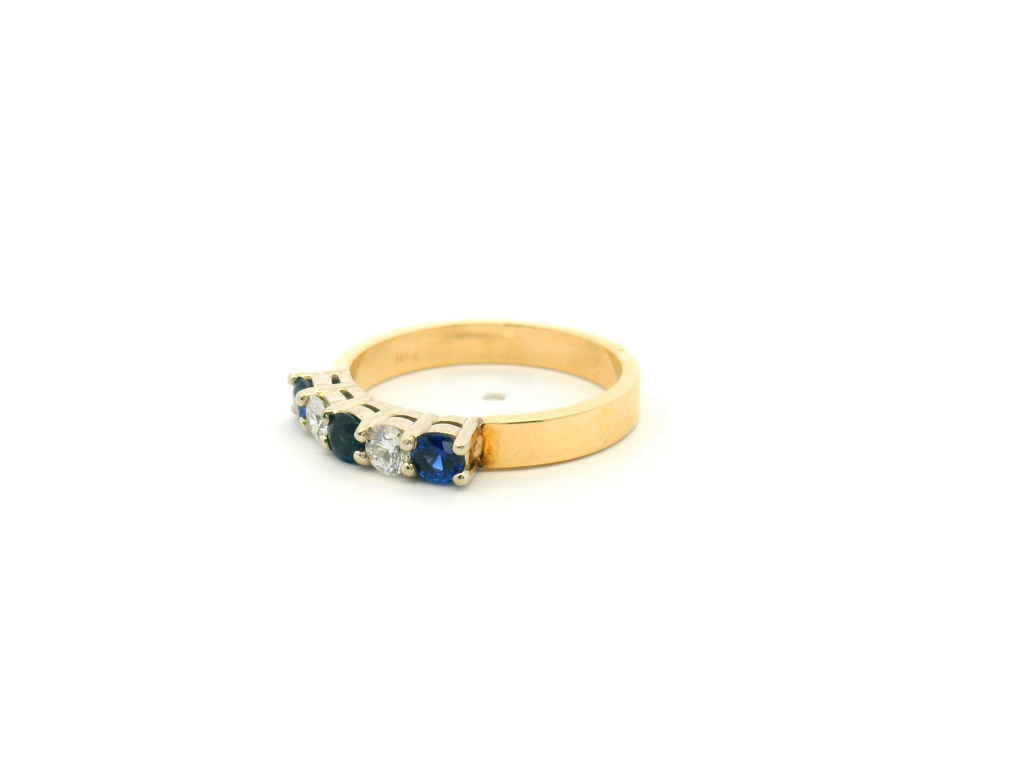 Blue Sapphire & Diamond Alternating Stackable Band