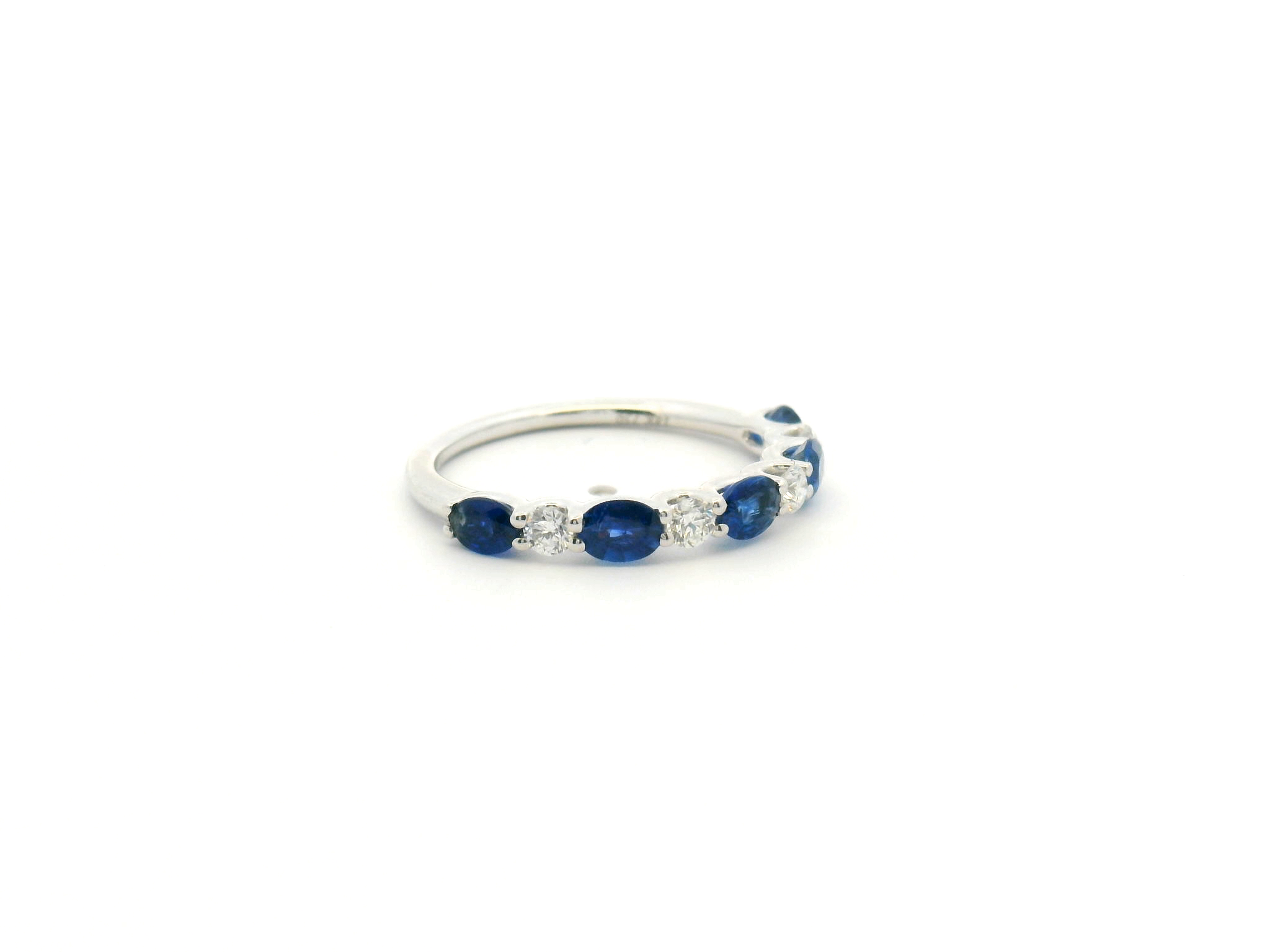 Blue Sapphire & Diamond Alternating Stackable Band