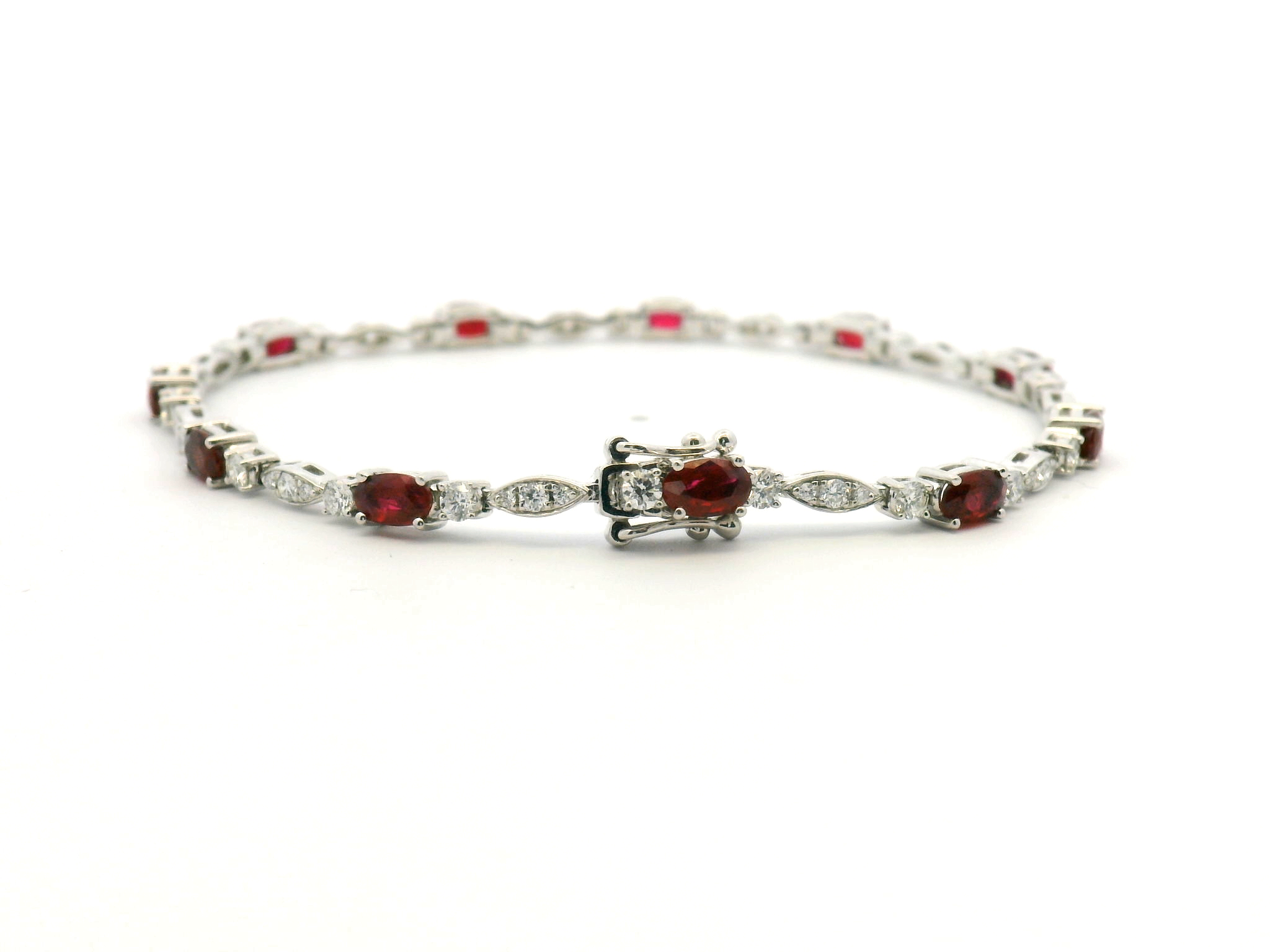 Ruby Diamond Alternating Tennis Bracelet
