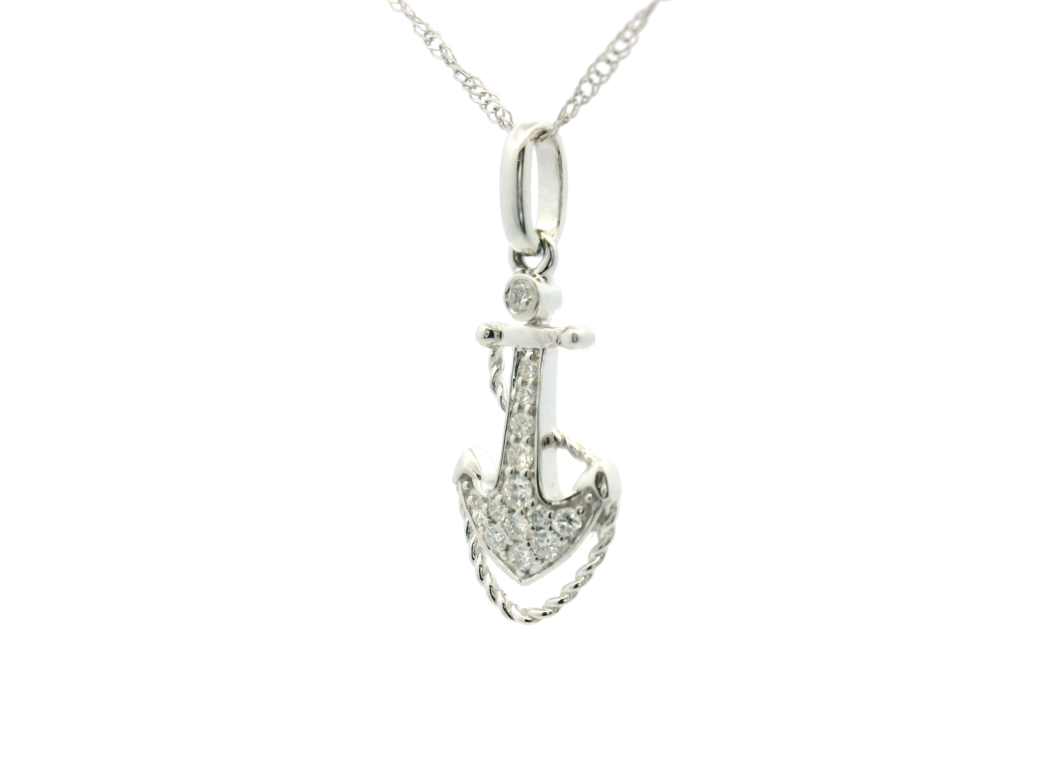 Diamond Anchor Pendant Necklace