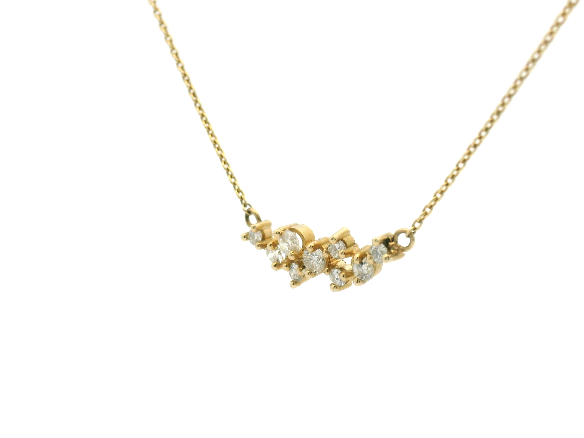 Diamond Cluster Bar Stationary Pendant Necklace