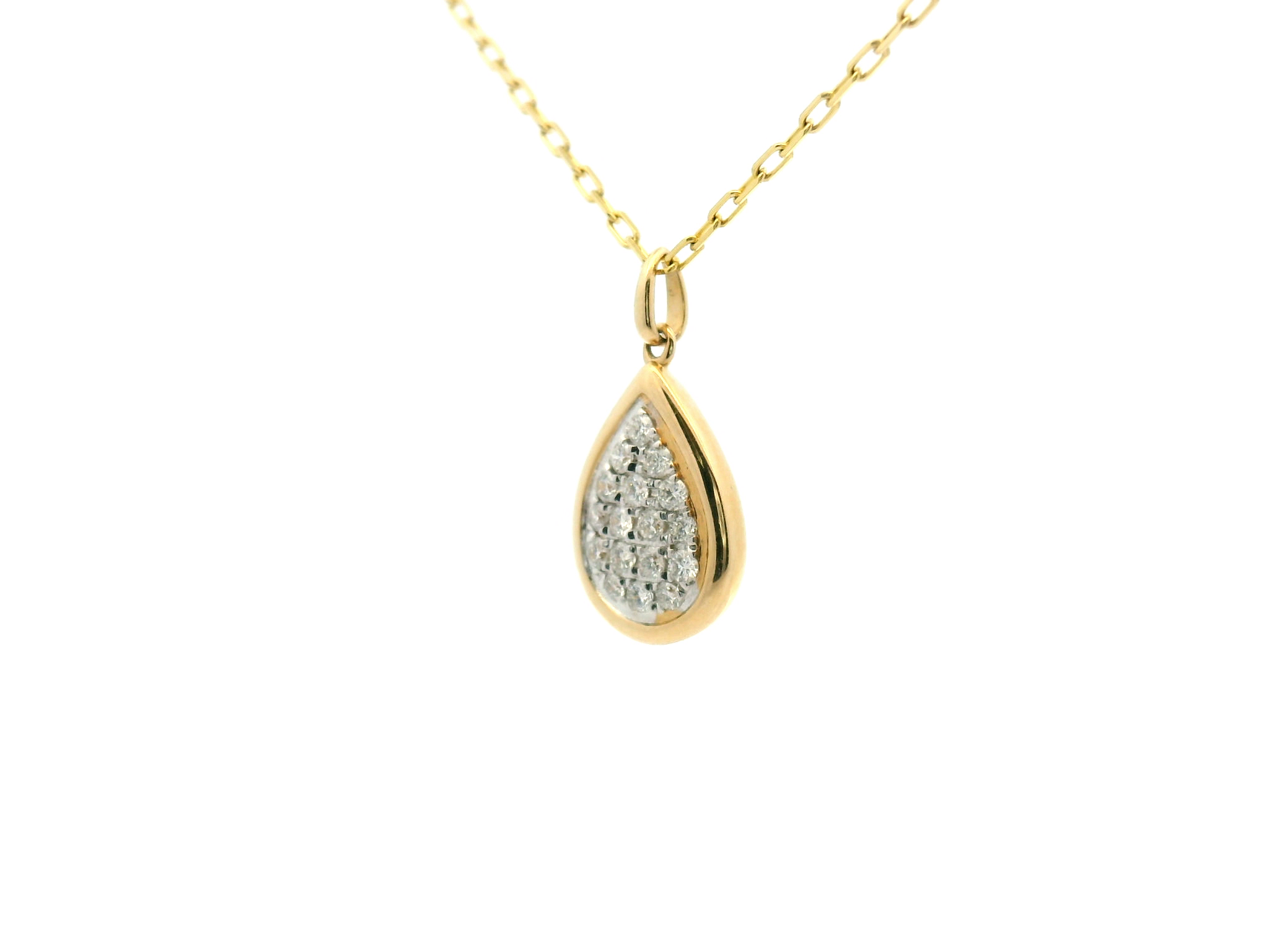 Diamond Cluster Teardrop Pendant Necklace