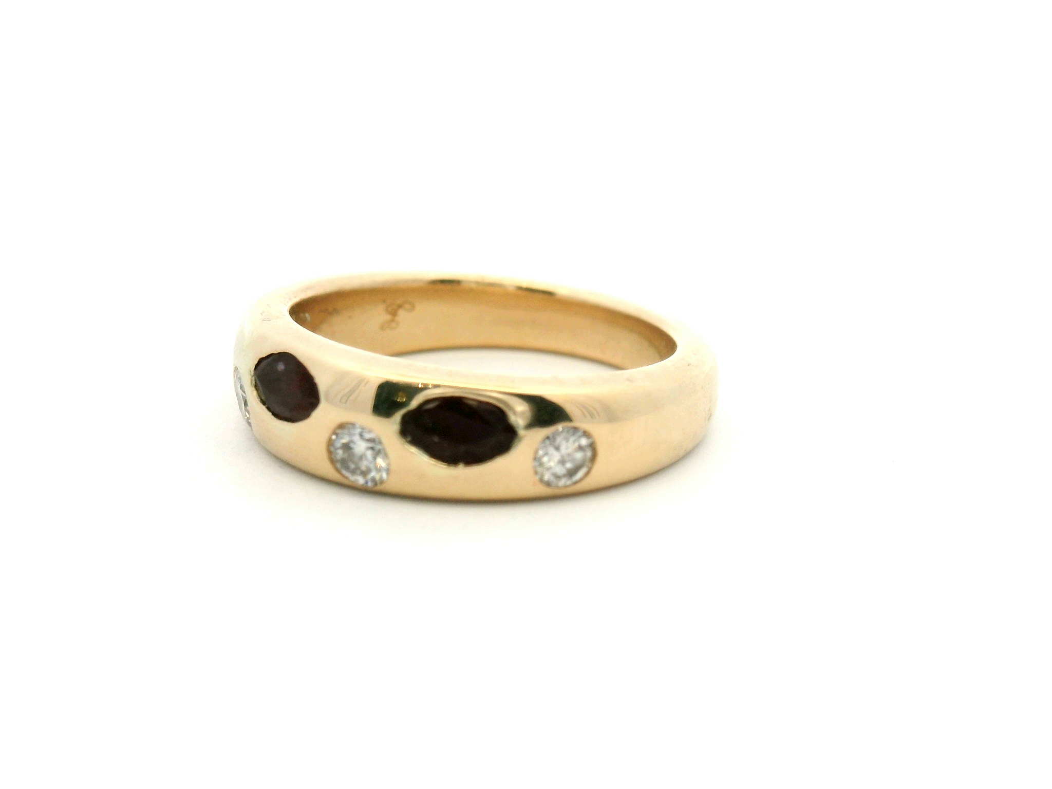 Ruby and Diamond Flush Set Band