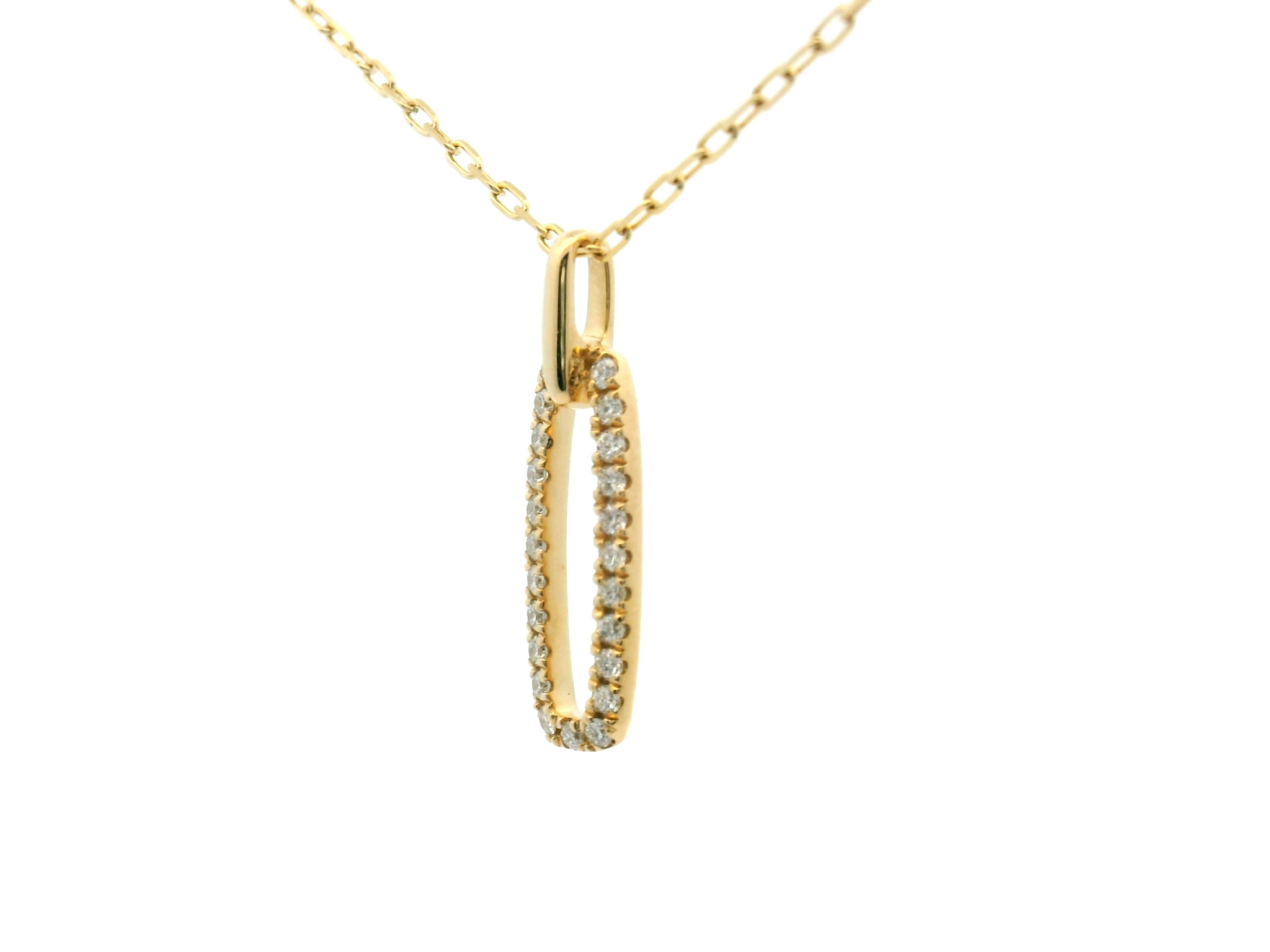 Diamond Oval Dangle Pendant Necklace