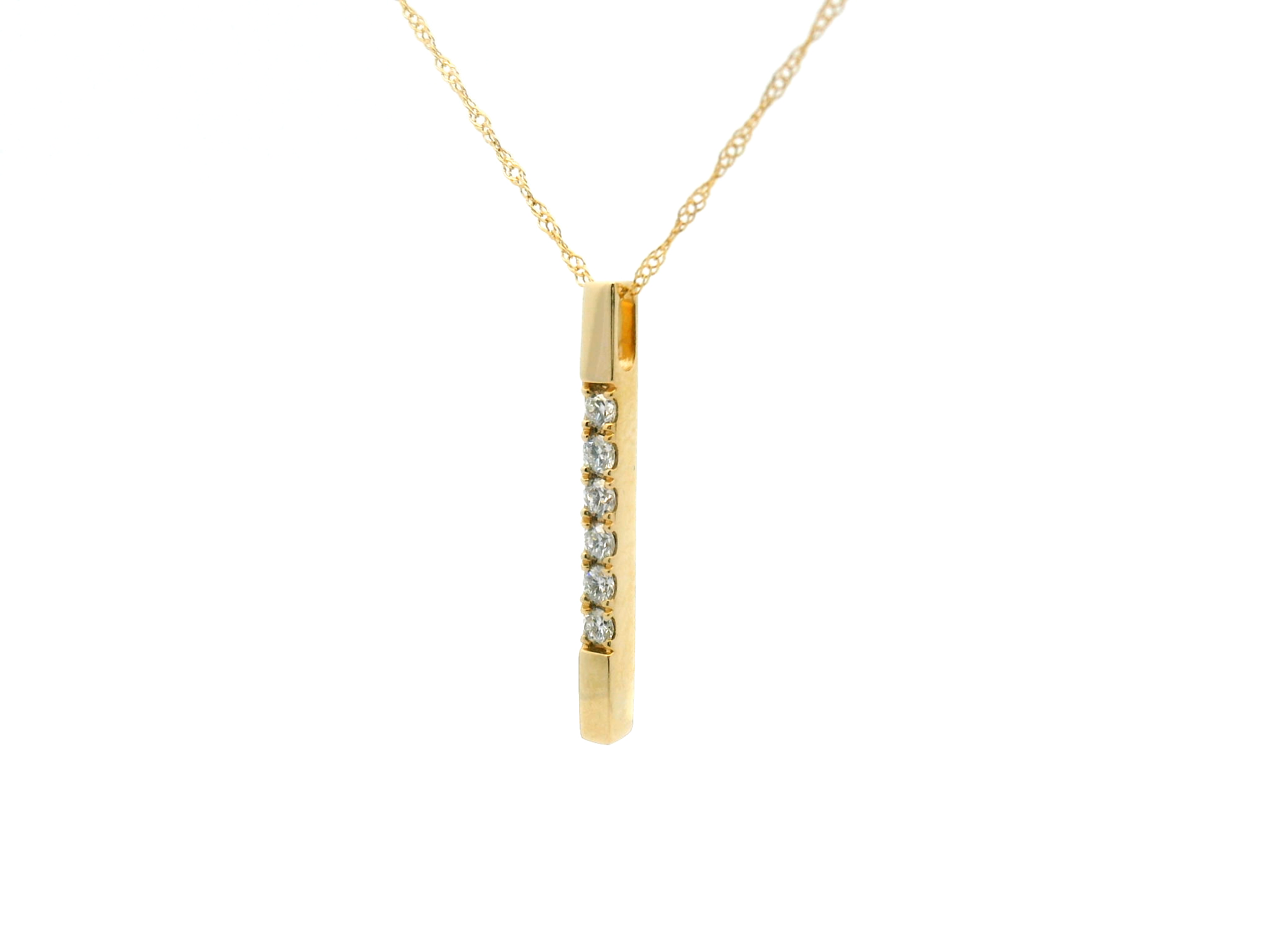 Diamond Bar Drop Pendant Necklace