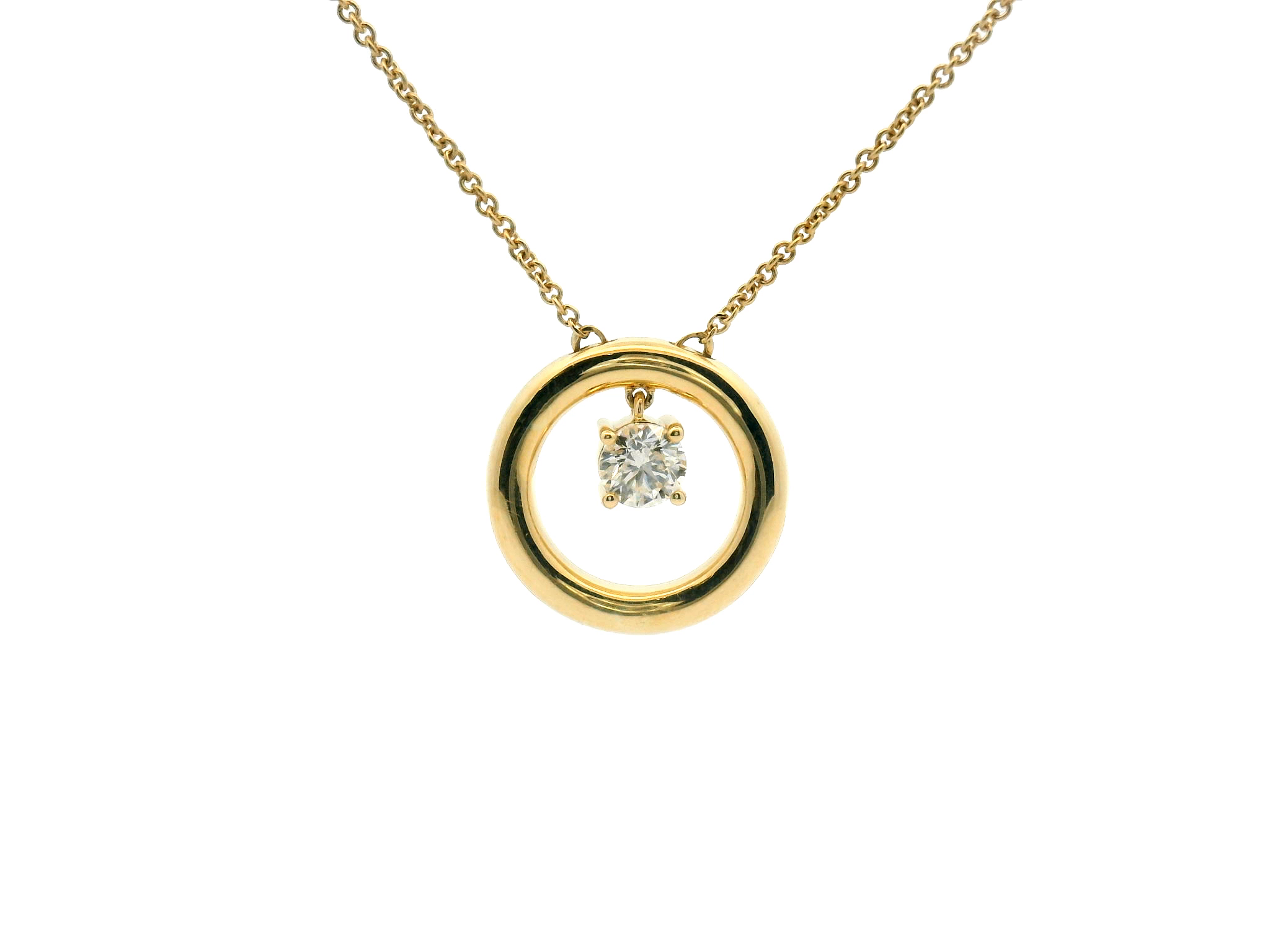 Gold Hoop with Diamond Dangle Pendant Necklace