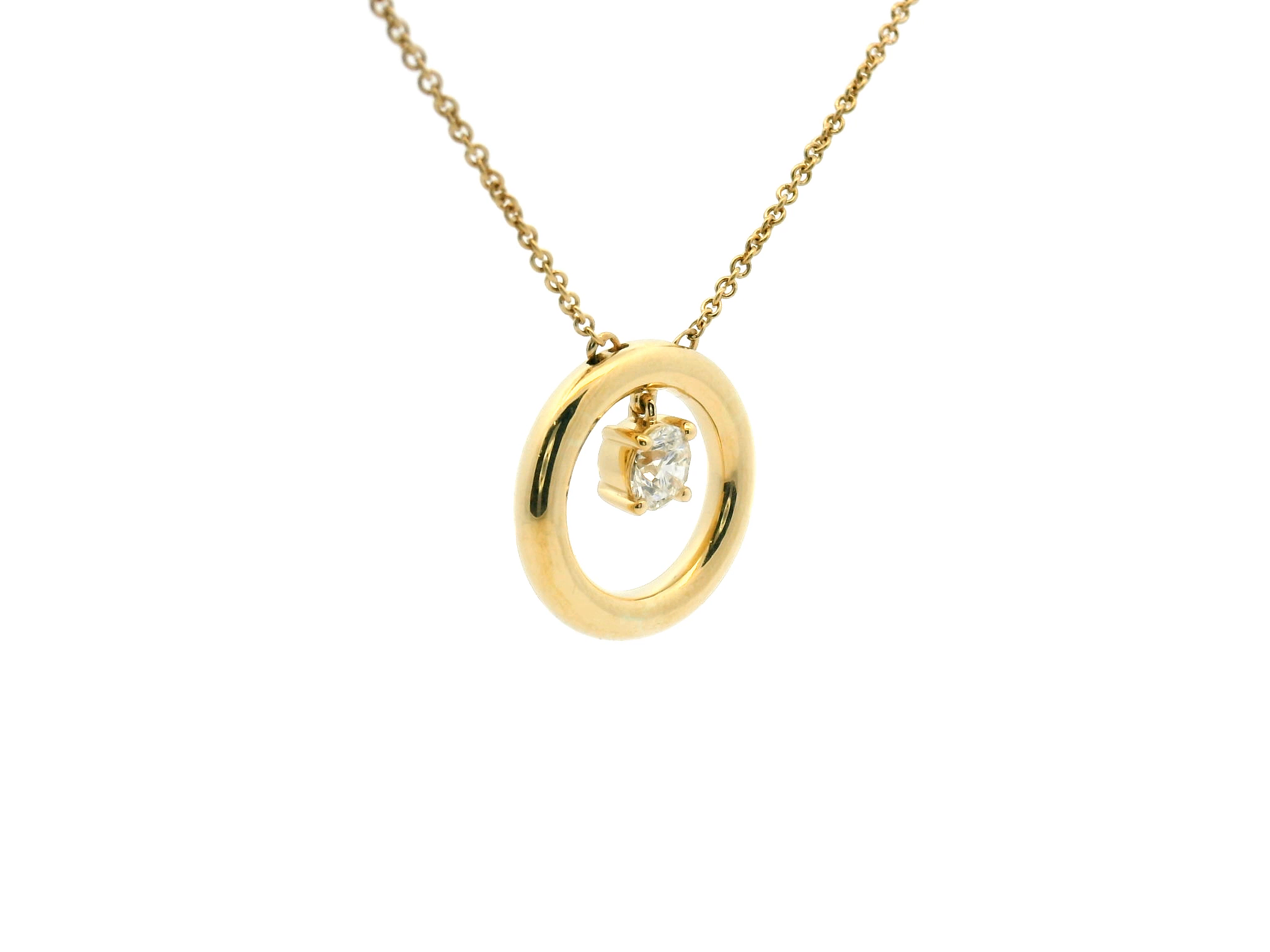 Gold Hoop with Diamond Dangle Pendant Necklace