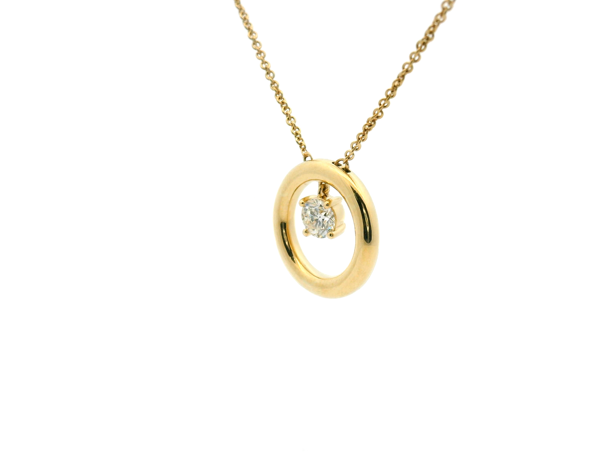 Gold Hoop with Diamond Dangle Pendant Necklace