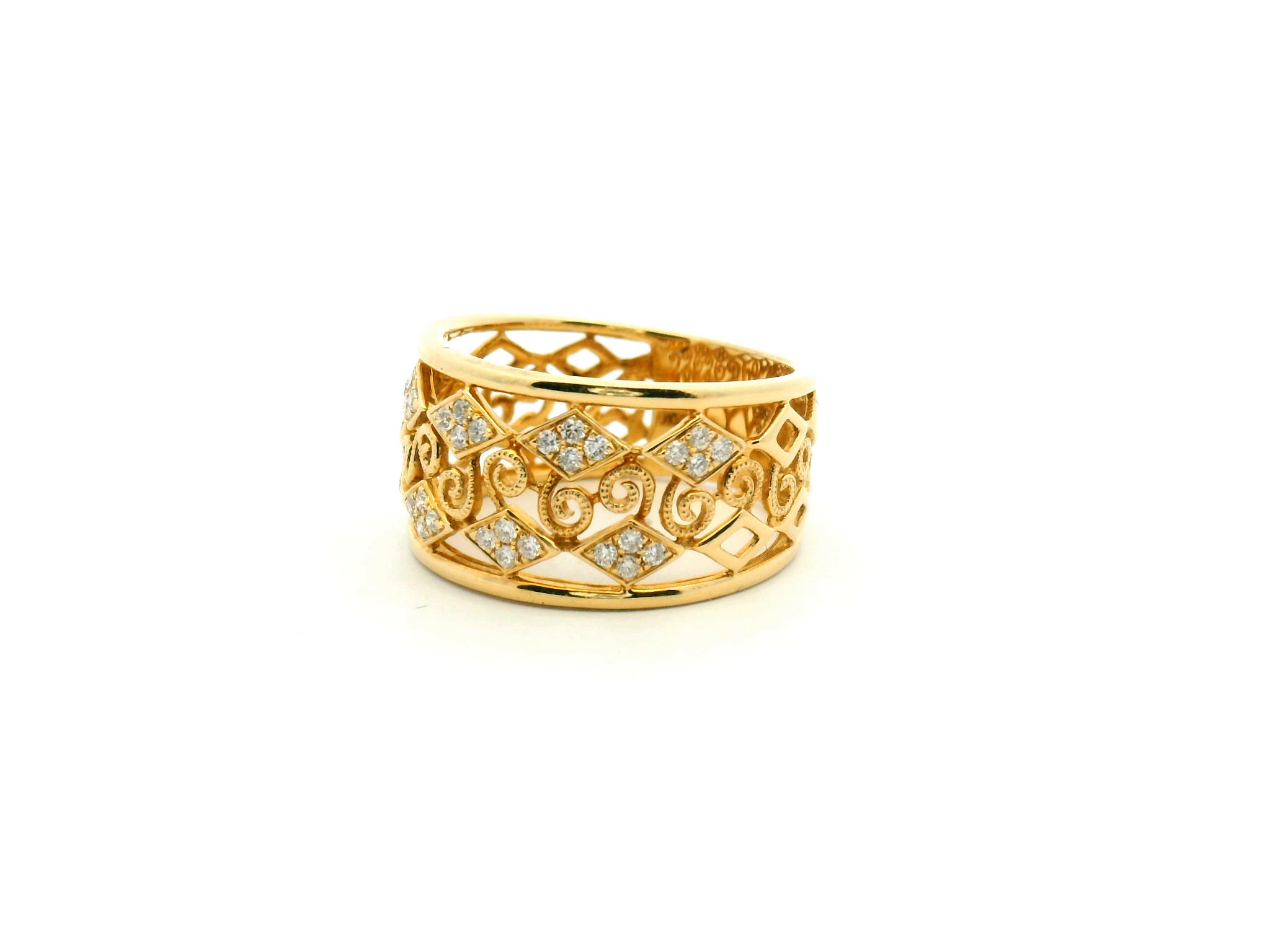 Diamond Cluster Scrollwork Fashion Ring