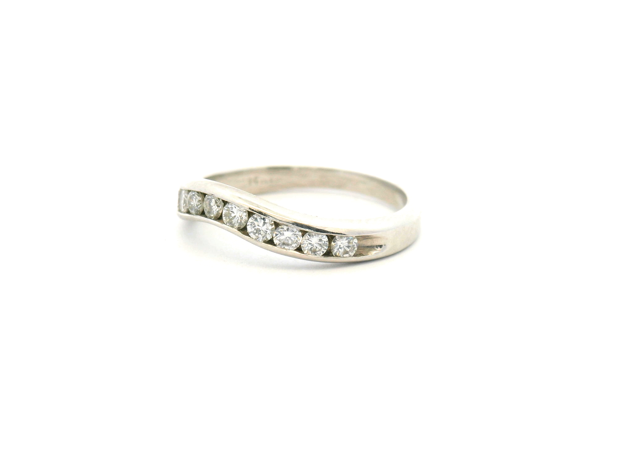 Channel Set Diamond Contour Wedding Band