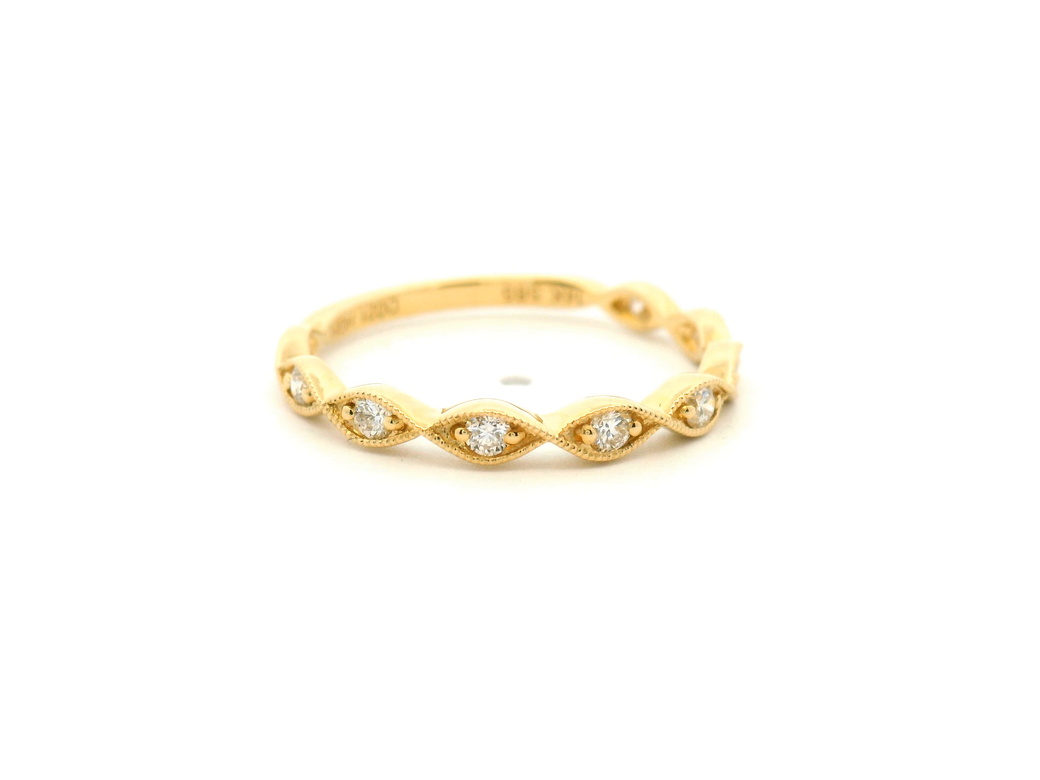 Diamond Milgrain Wave Wedding Band