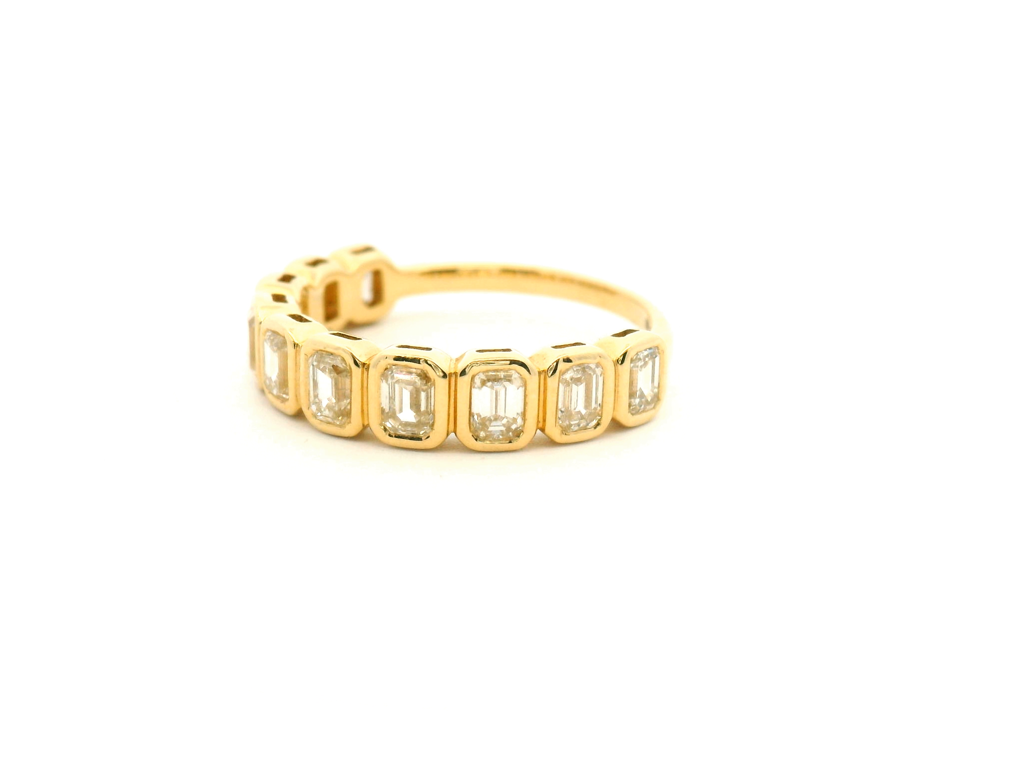 Vertically Bezel Set Emerald Cut Diamond Fashion Ring