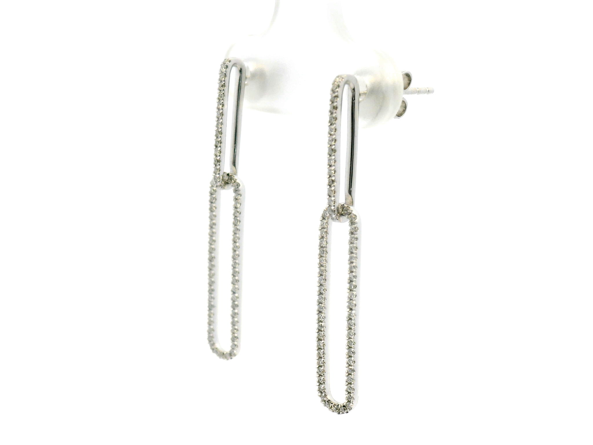 Diamond Paperclip Dangle Earrings