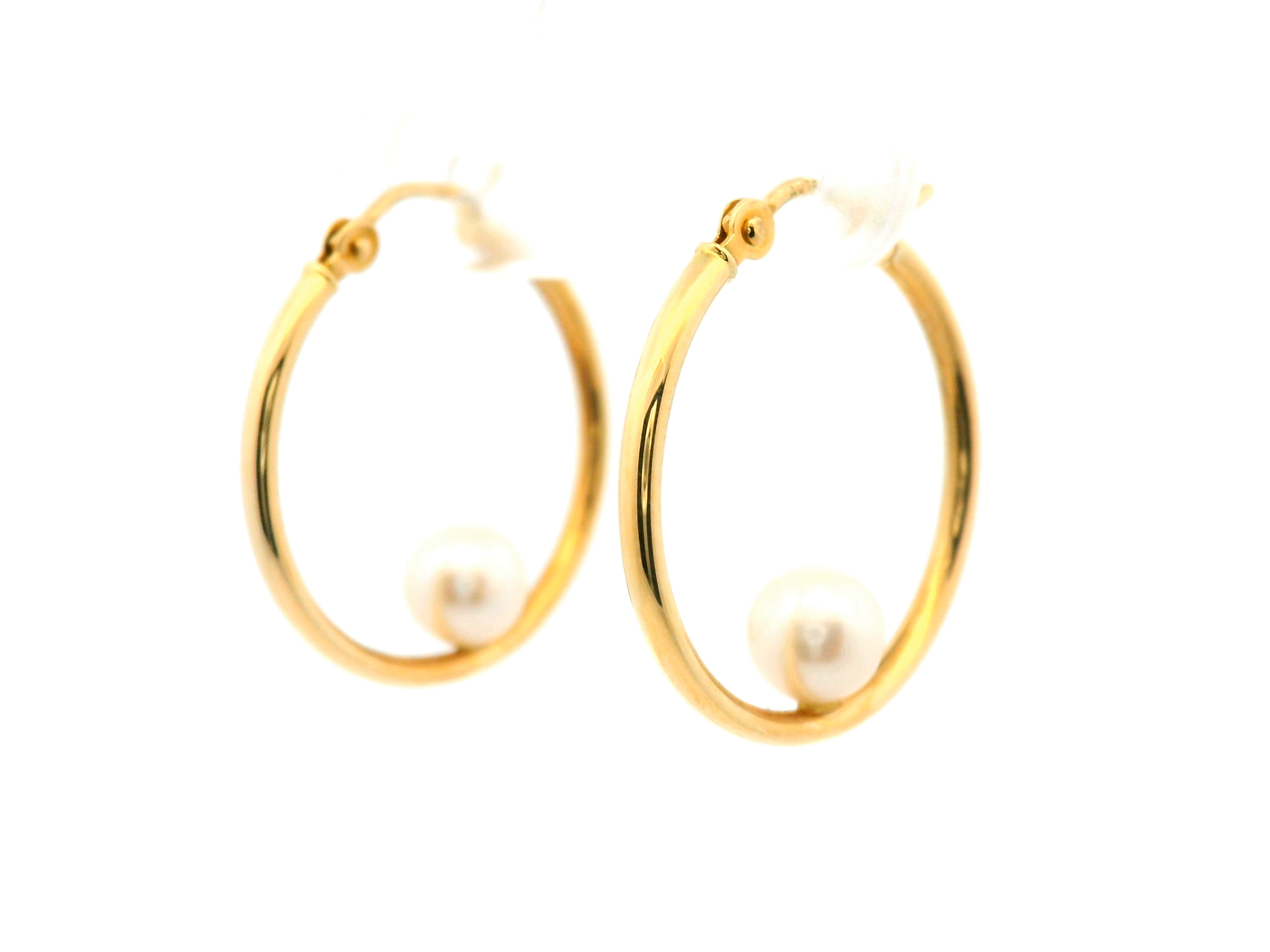 Pearl Drop Hoop Earrings