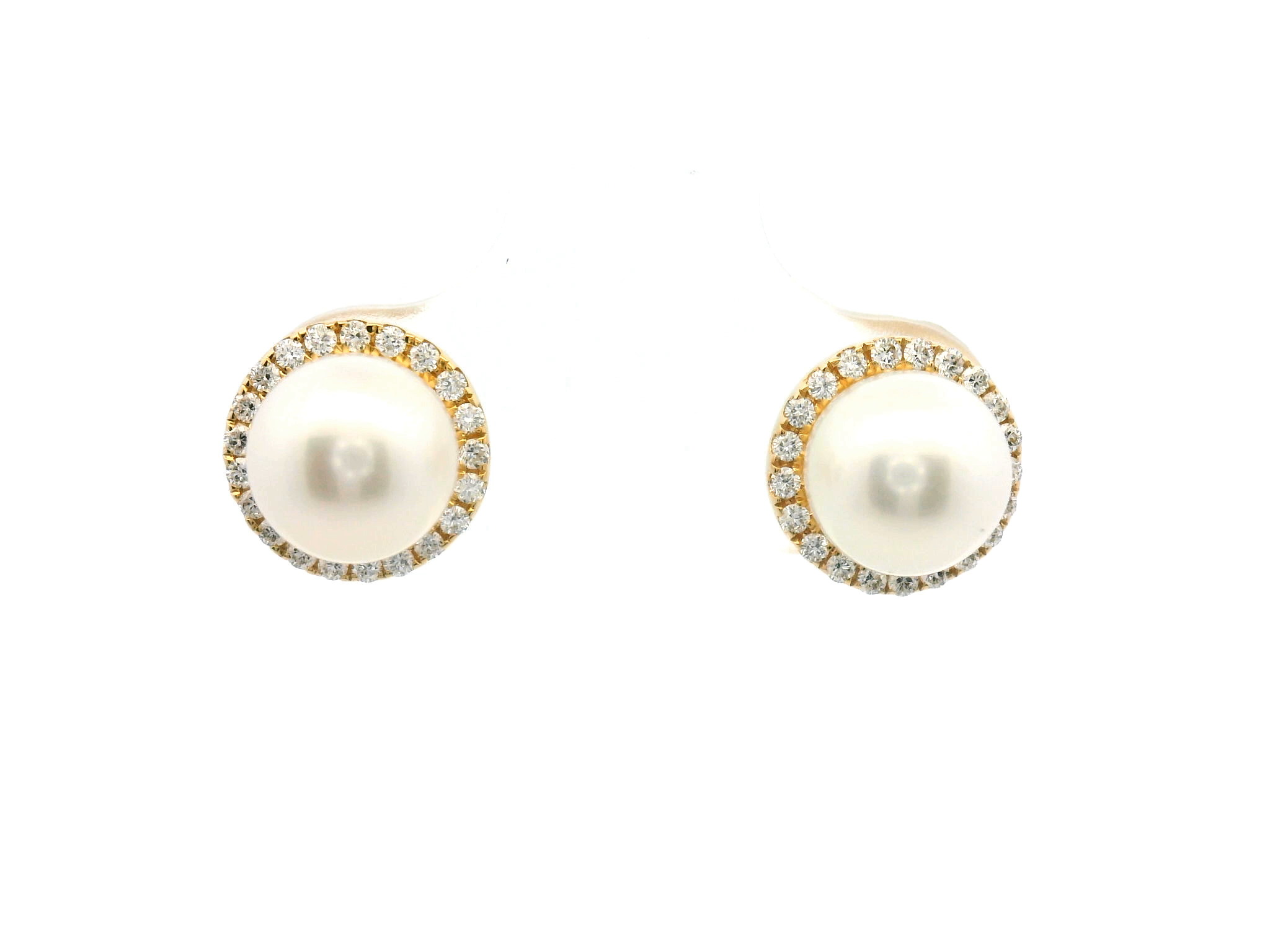 Pearl and Diamond Halo Stud Earrings