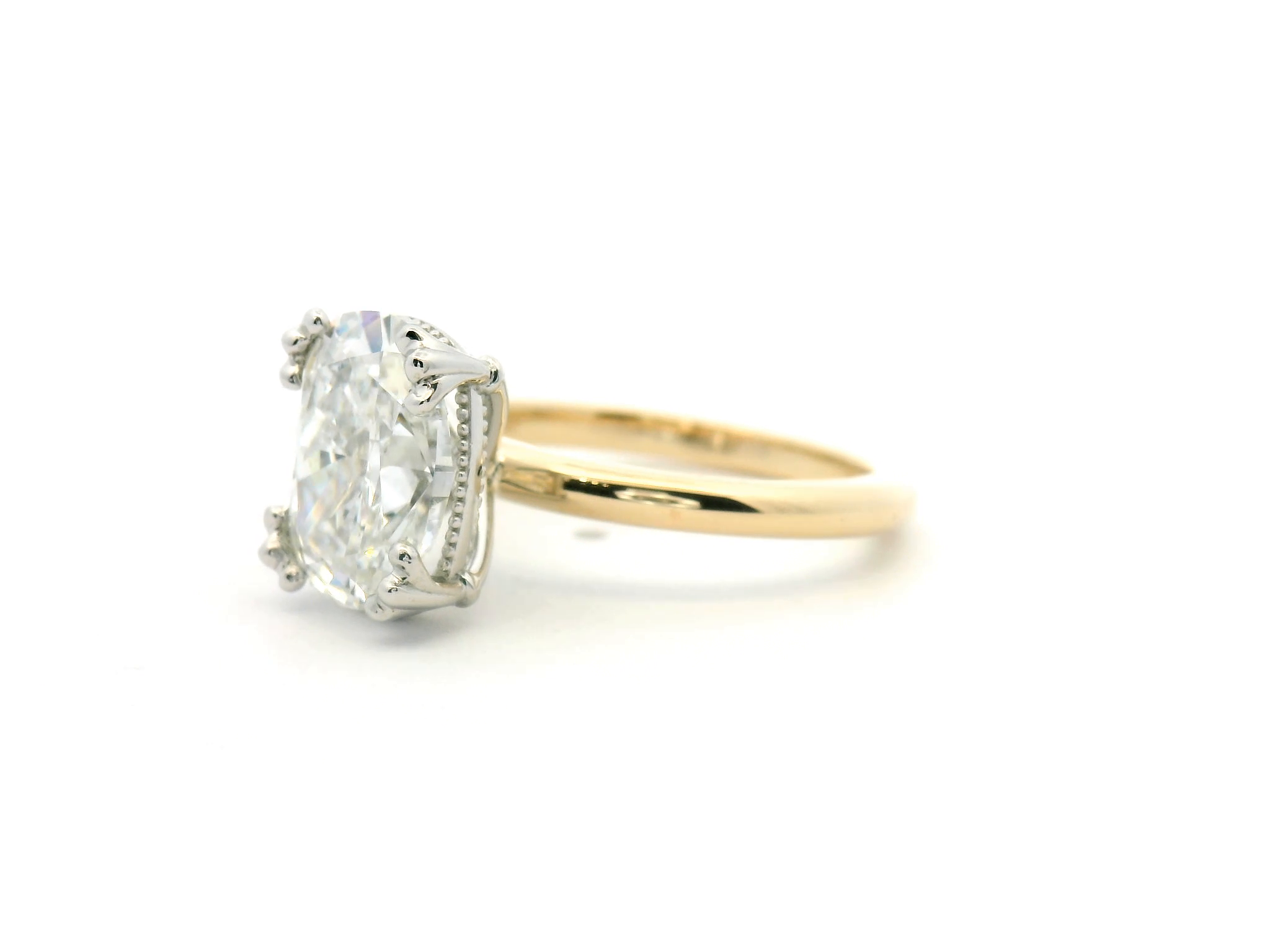 Elongated Cushion Diamond Solitaire Engagement Ring