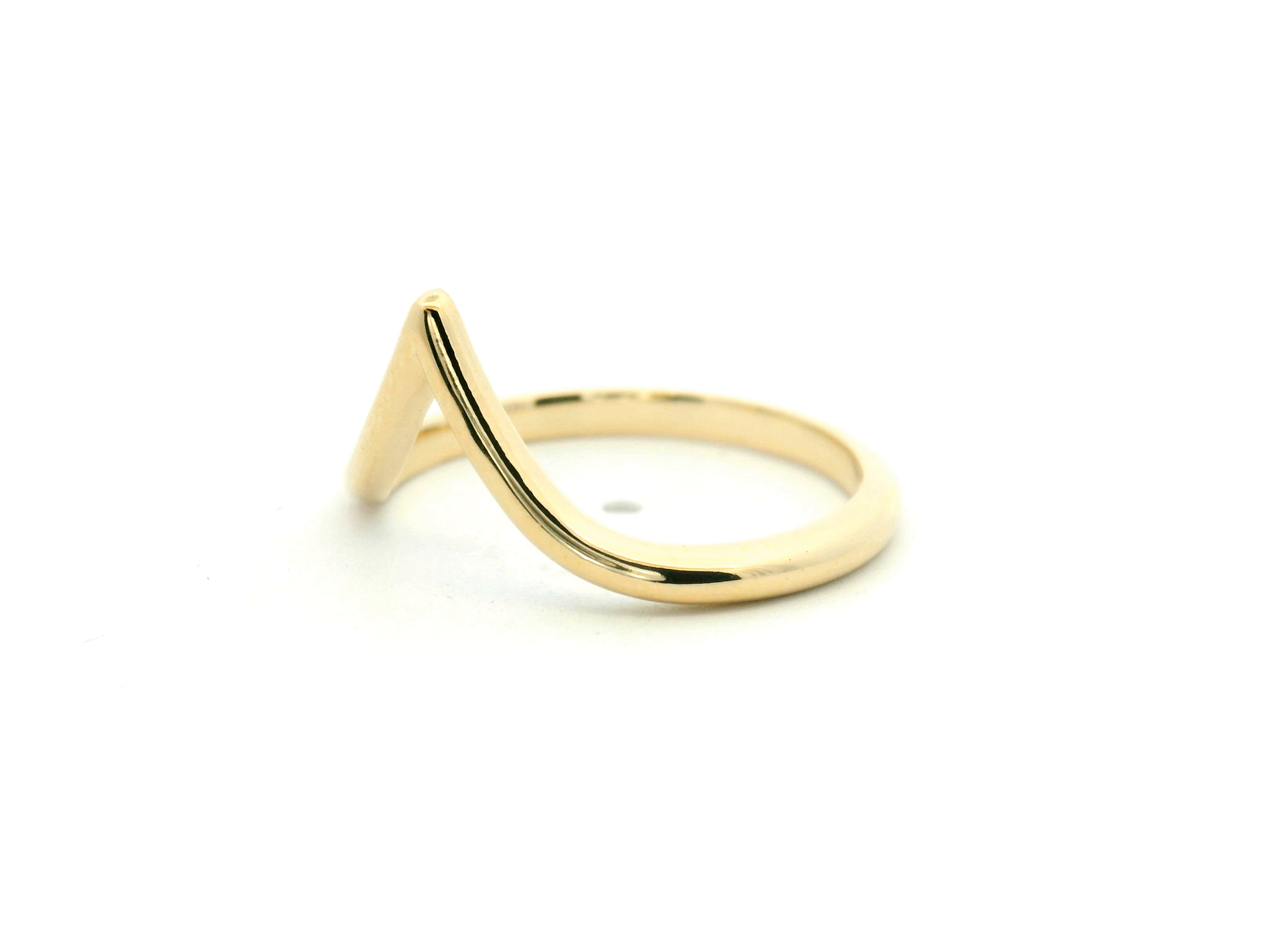 Contoured V-Shape Yellow Gold Wedding Band