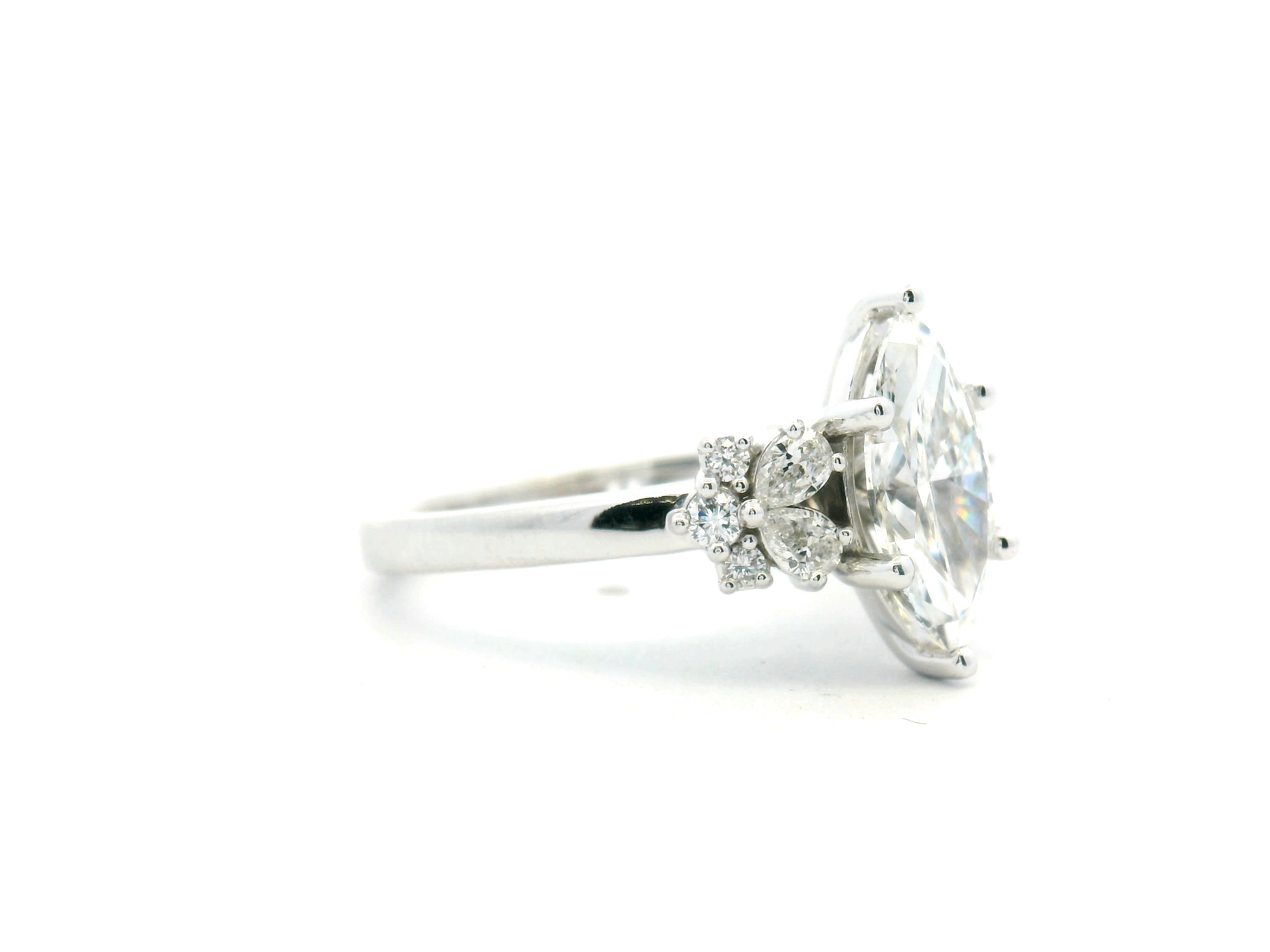 Marquise Diamond Engagement Ring with Pear & Round Cluster Accents