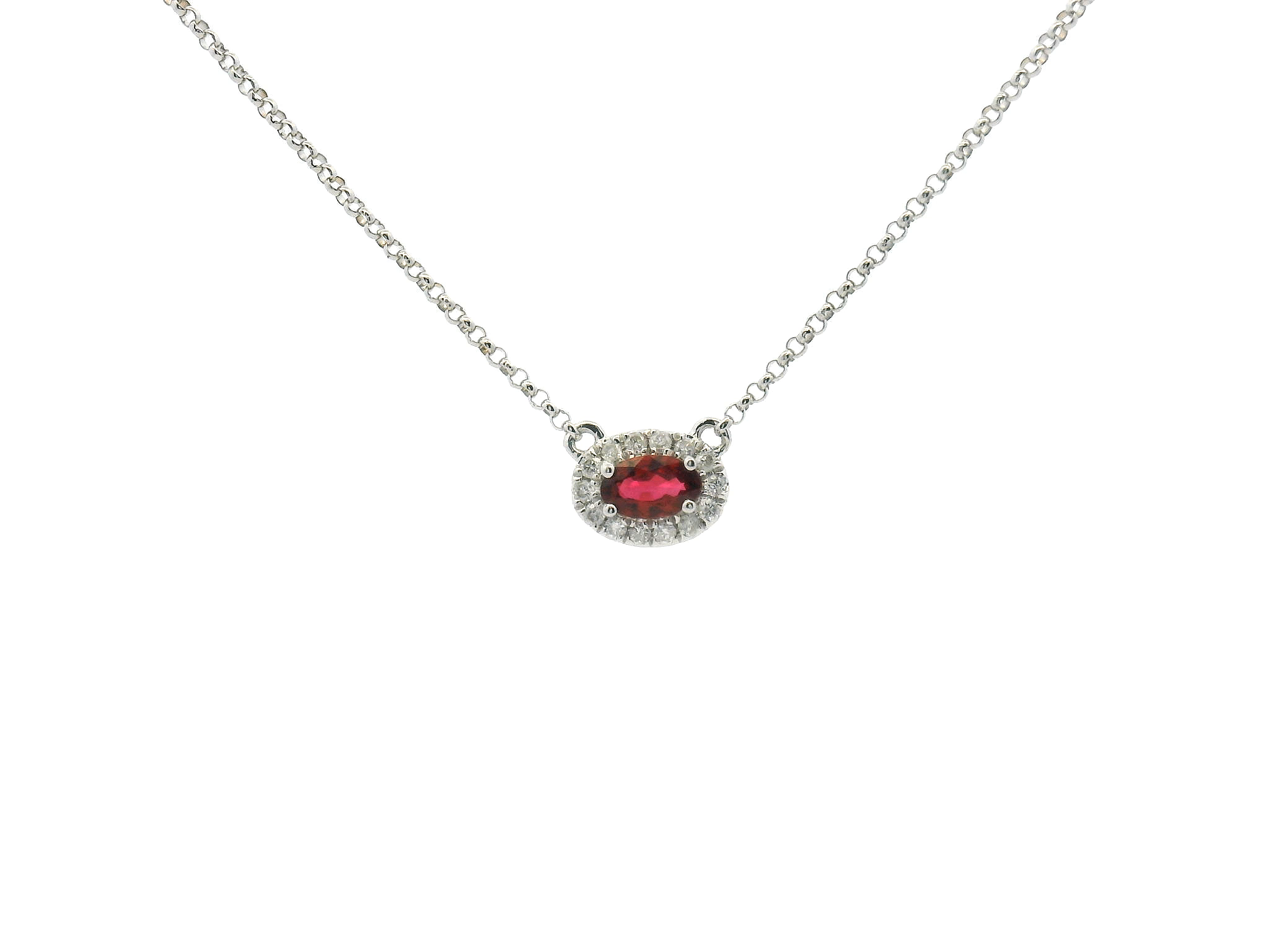Oval Ruby and Diamond Necklace
