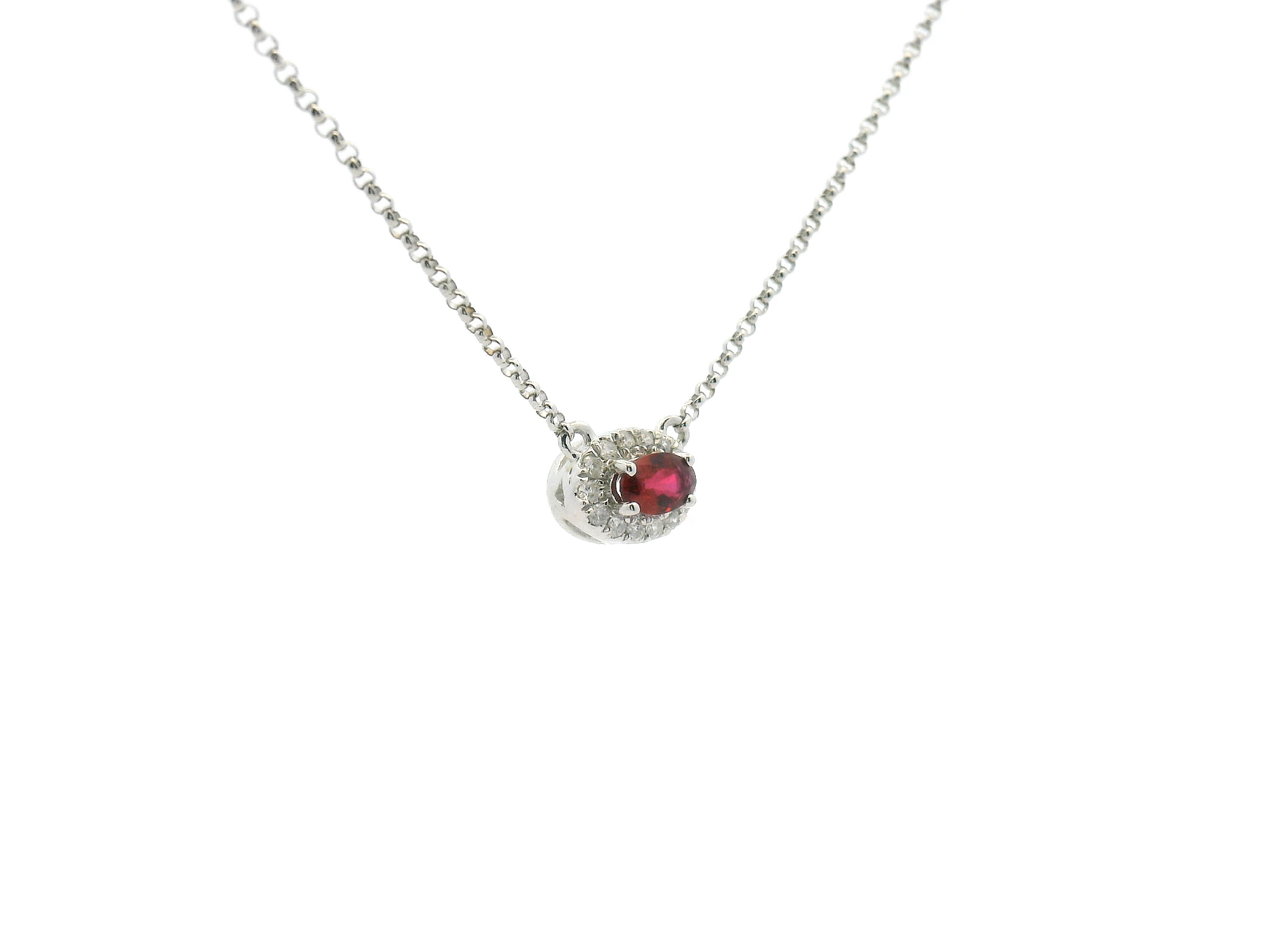 Oval Ruby and Diamond Necklace