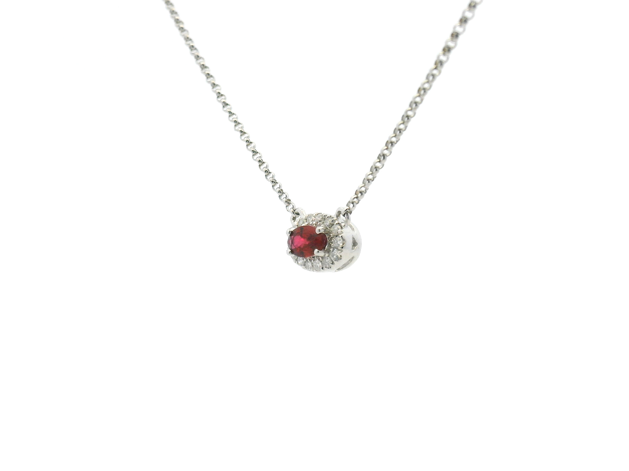 Oval Ruby and Diamond Necklace