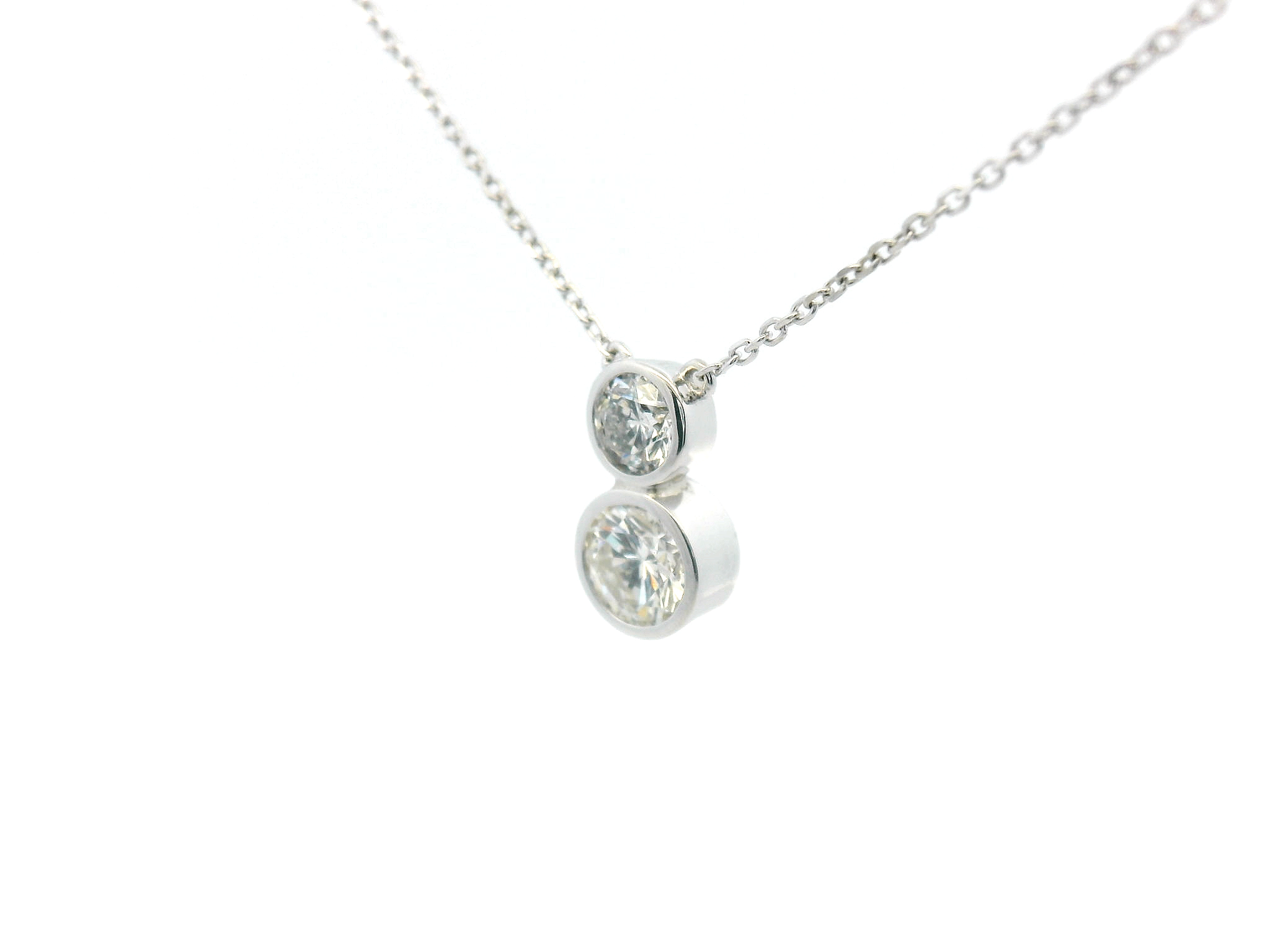 Diamond Bezel Drop Pendant Necklace