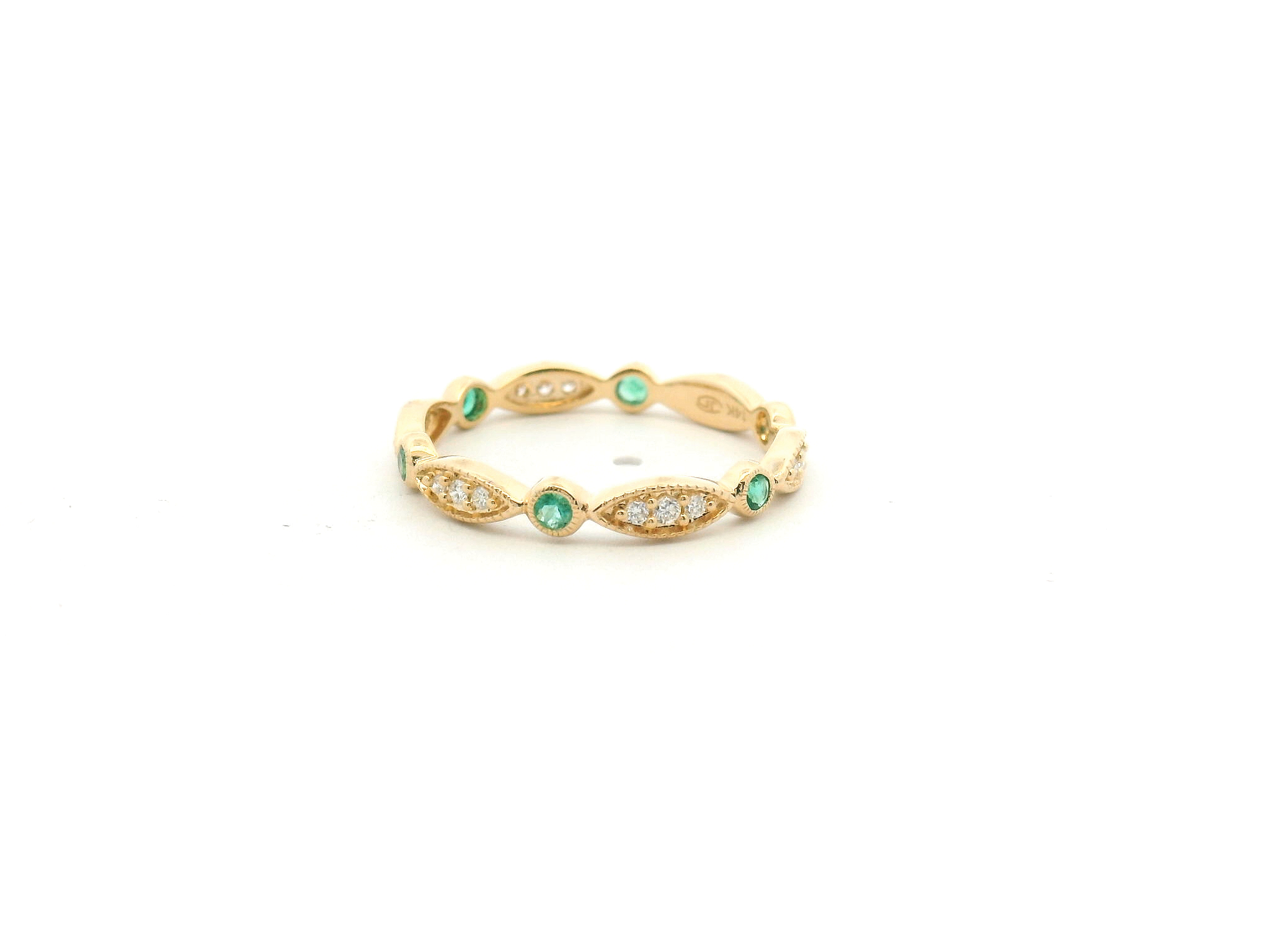 Emerald and Diamond Marquise Band