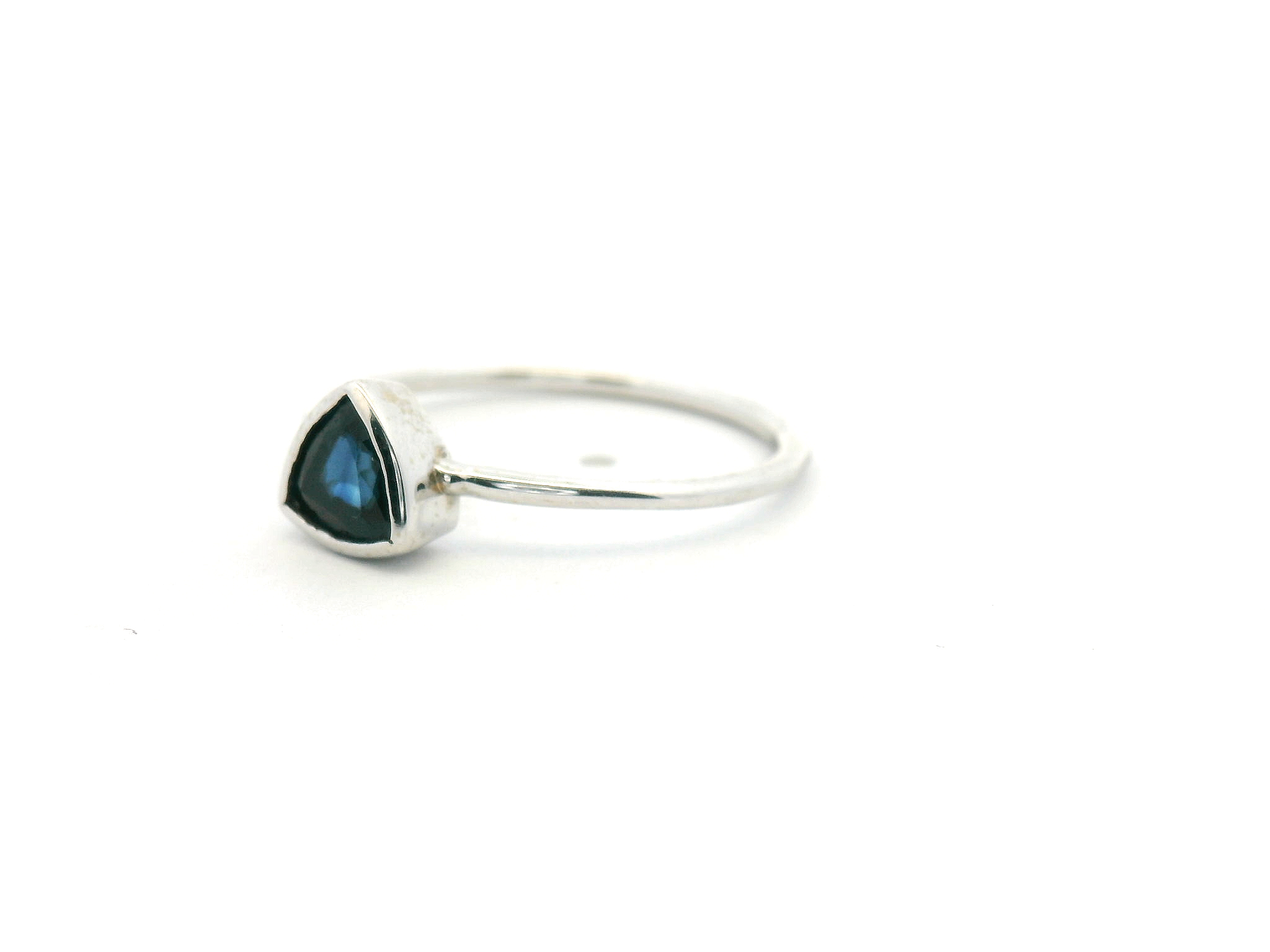 Blue Sapphire Bezel Solitaire Ring