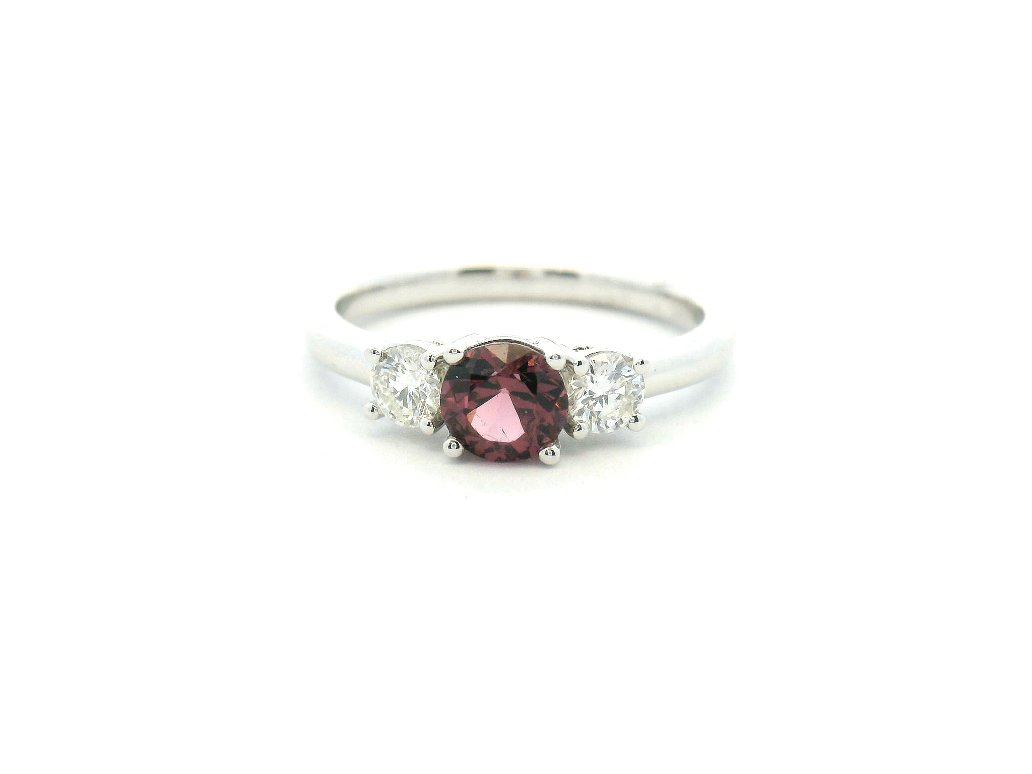 Spinel and Diamond Three Stone Ring