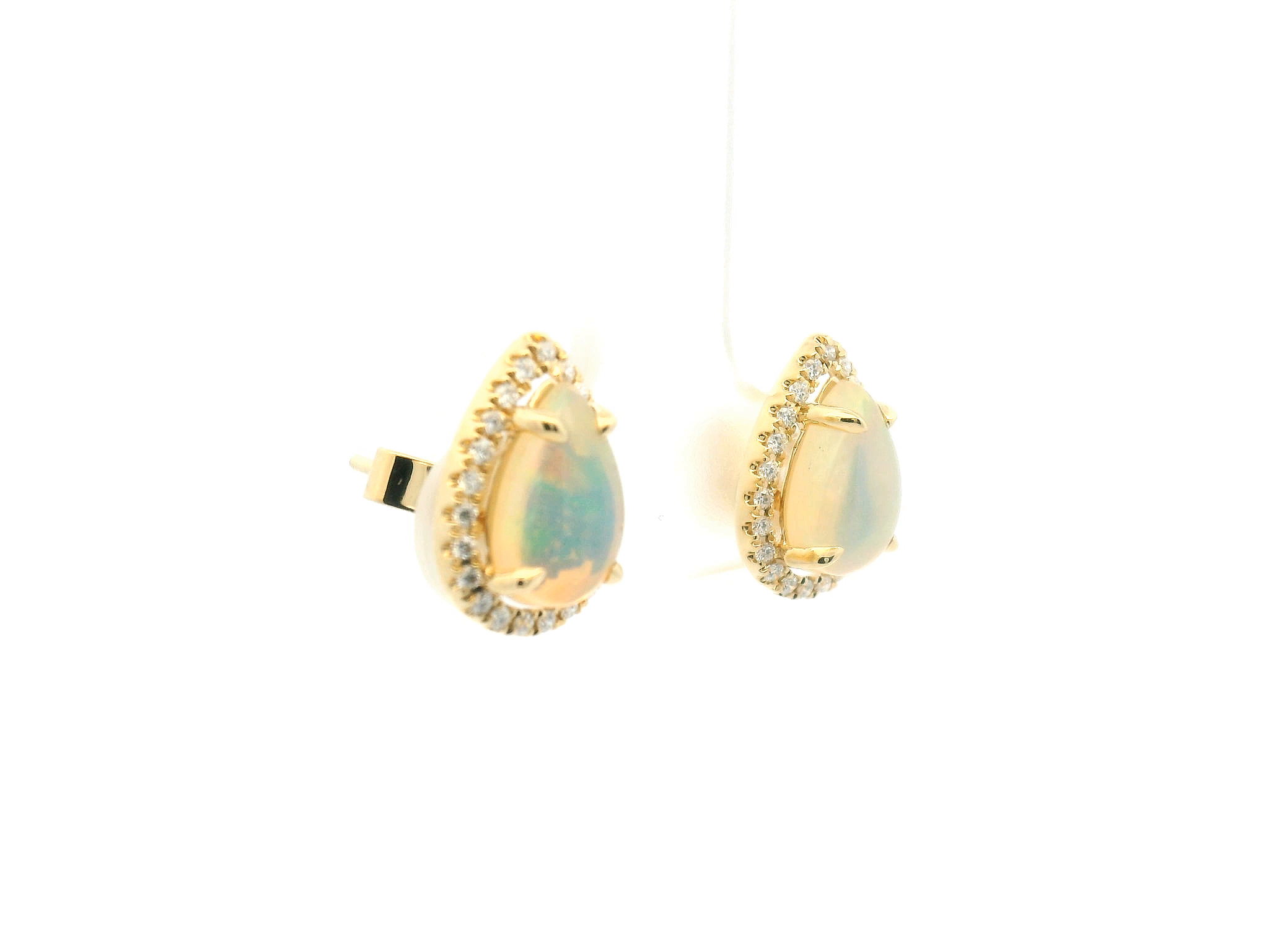 Opal and Diamond Halo Stud Earrings
