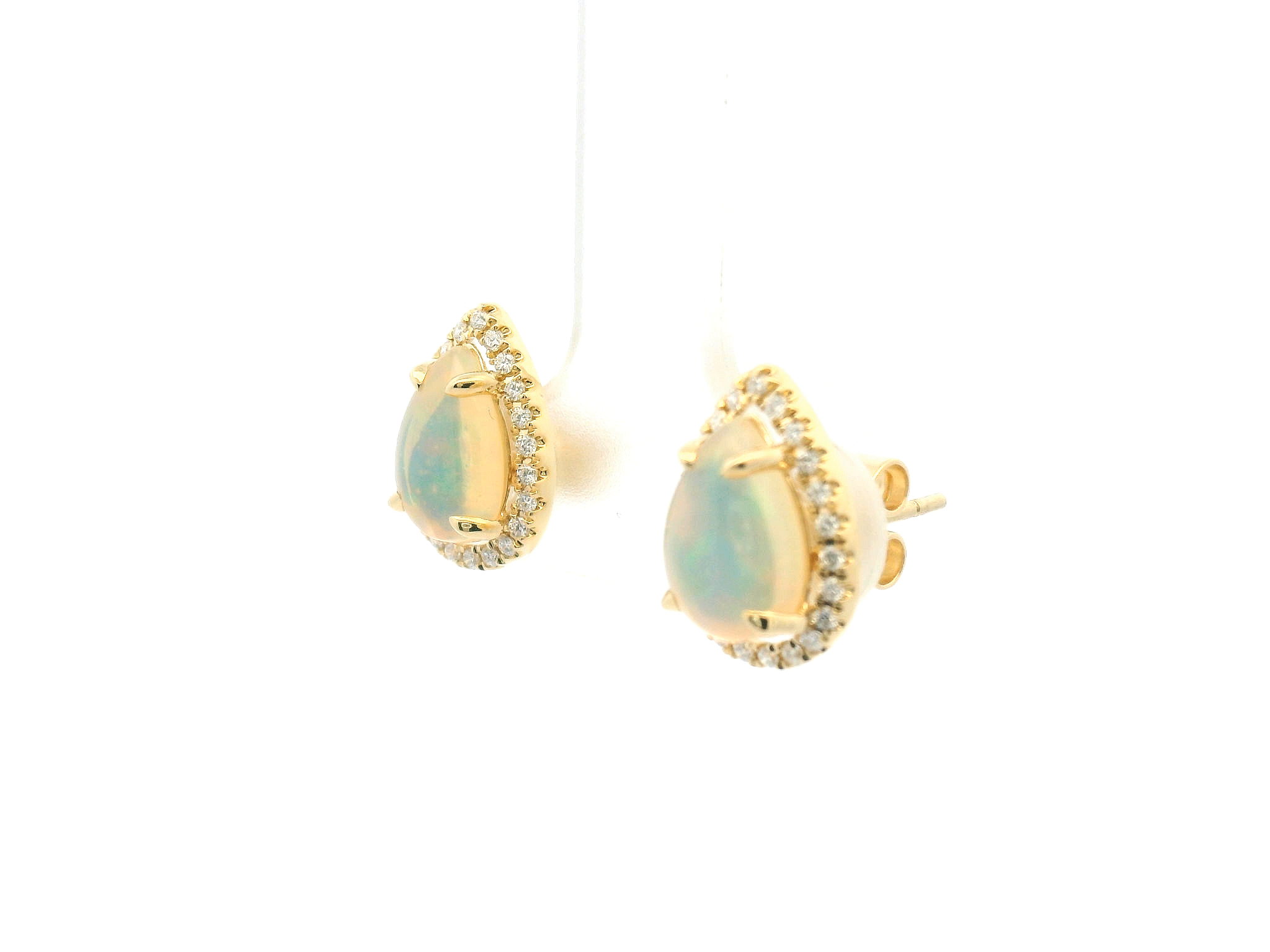 Opal and Diamond Halo Stud Earrings