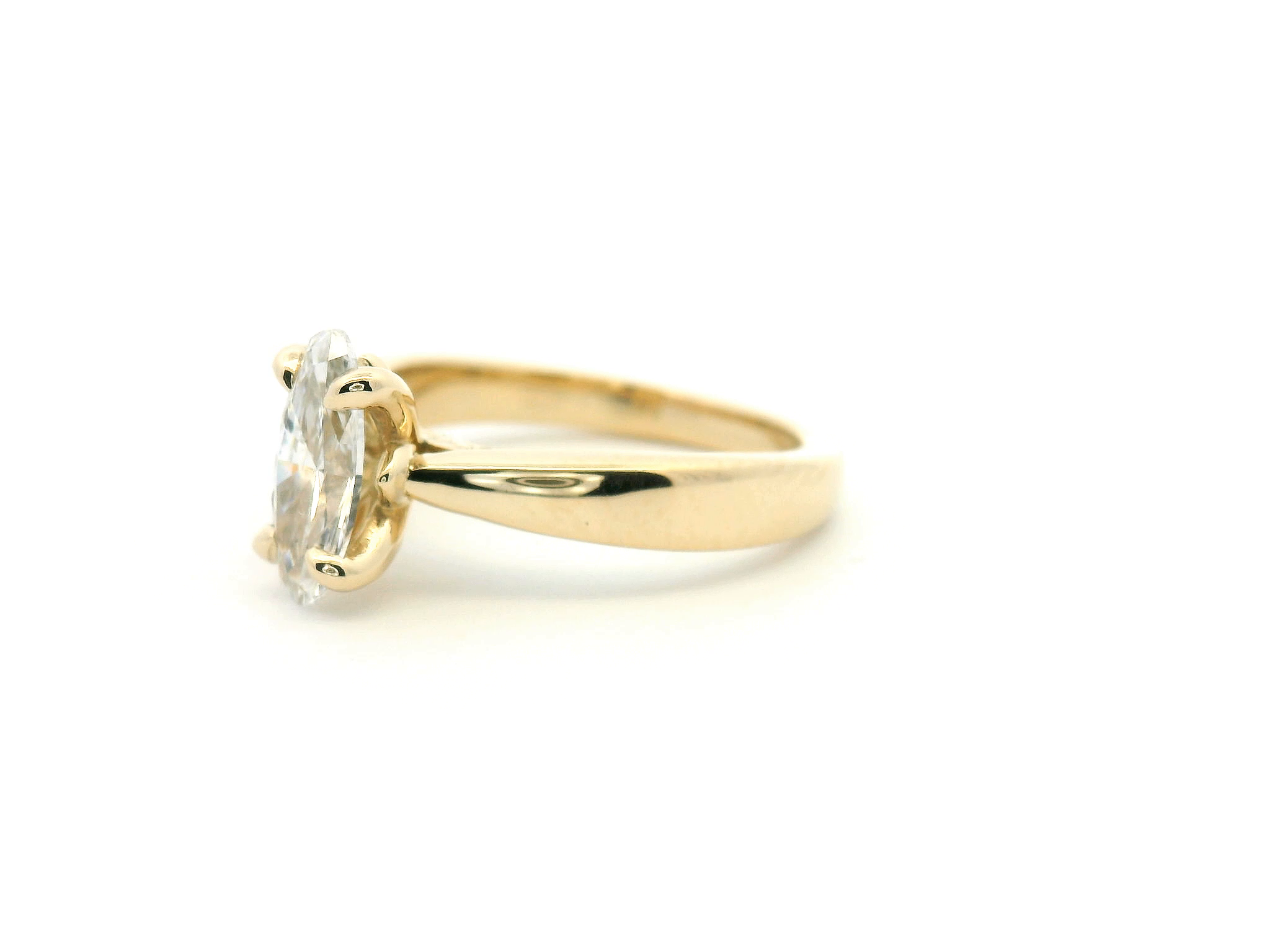 Slender Oval Diamond Engagement Ring