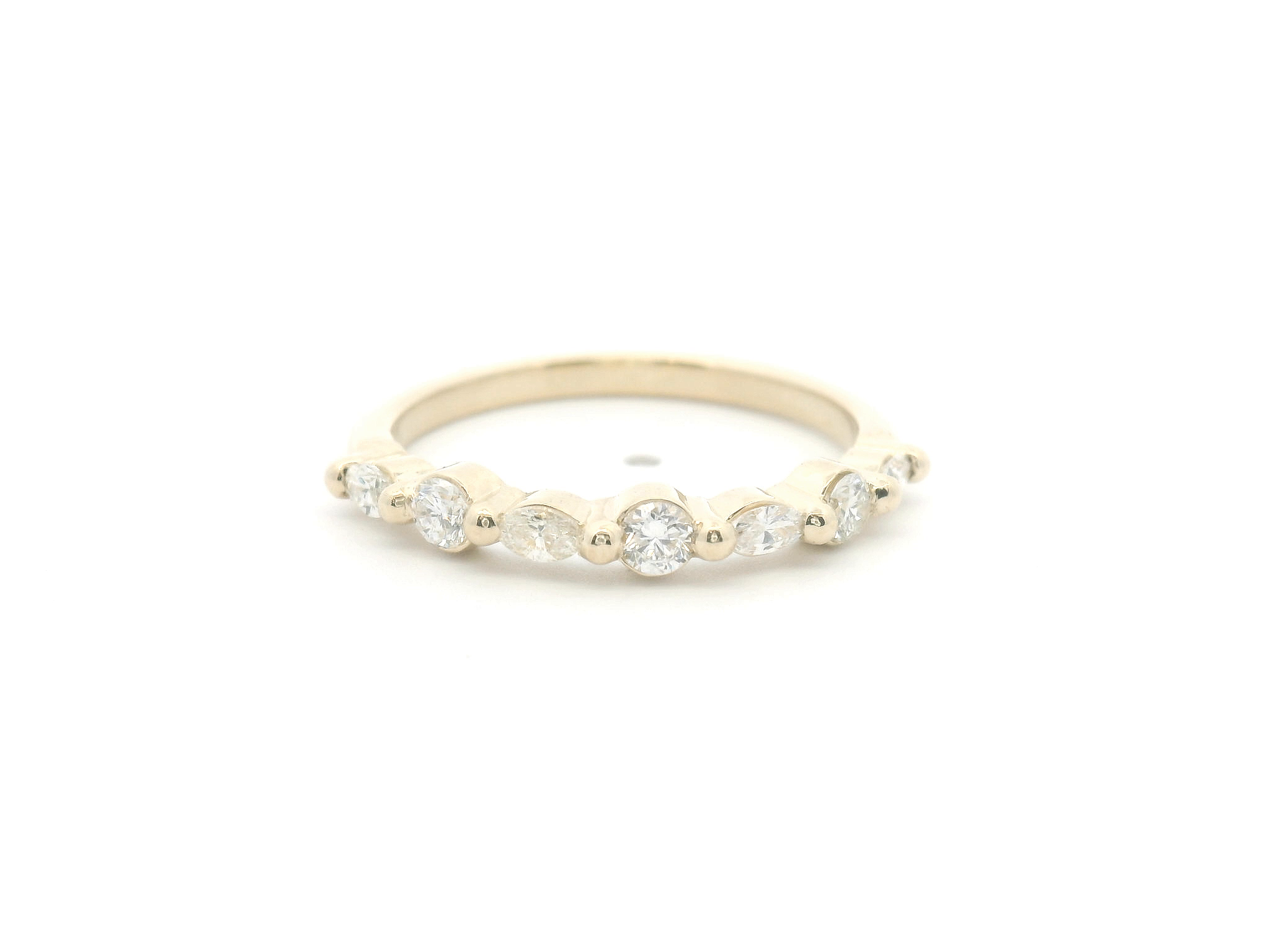 Alternating Round and Marquise Diamond Wedding Band