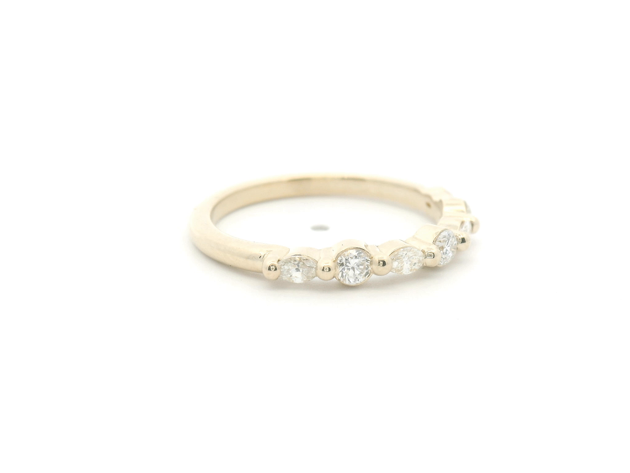 Alternating Round and Marquise Diamond Wedding Band
